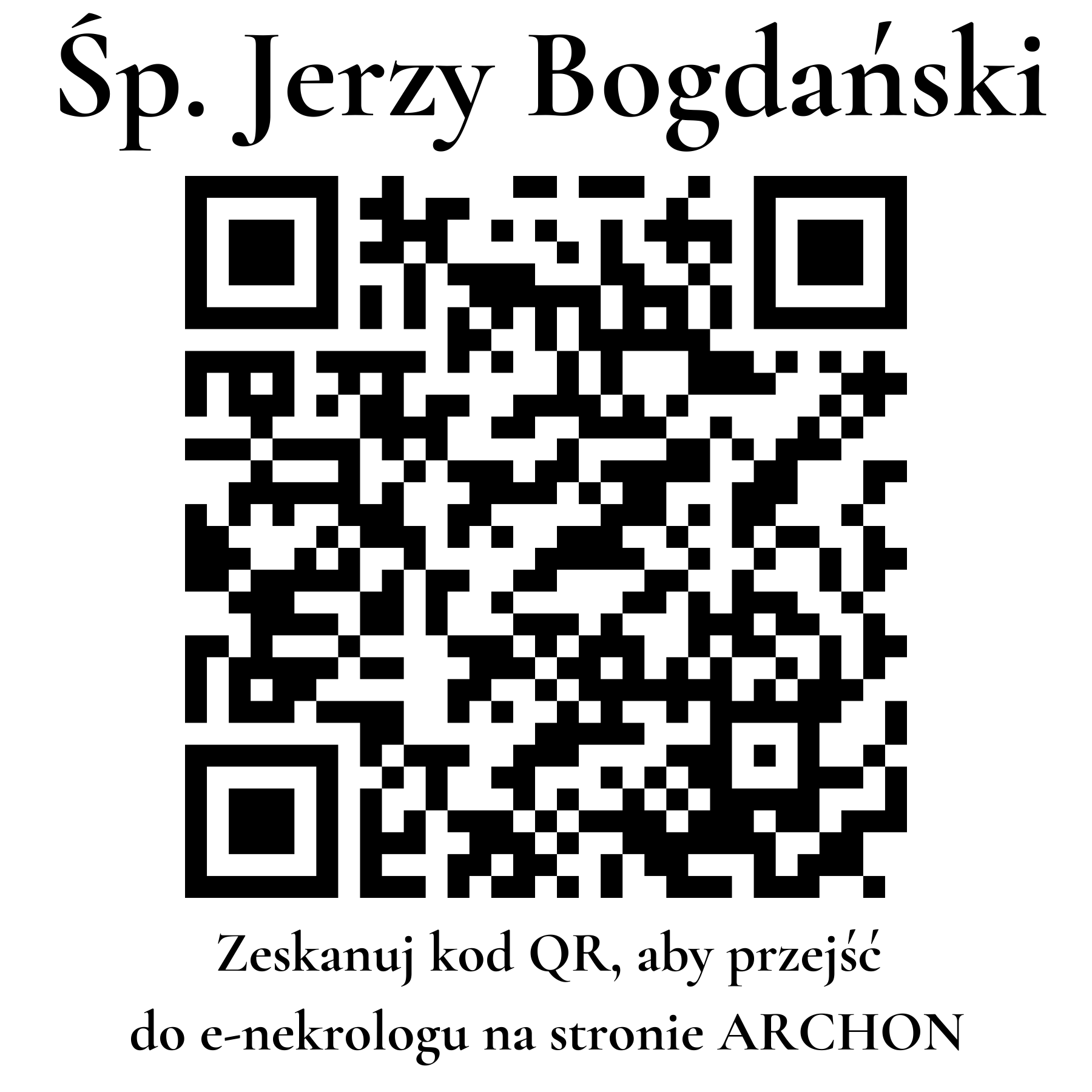 Kod QR do nekrologu Jerzy Bogdański Kod QR do nekrologu Jerzy Bogdański