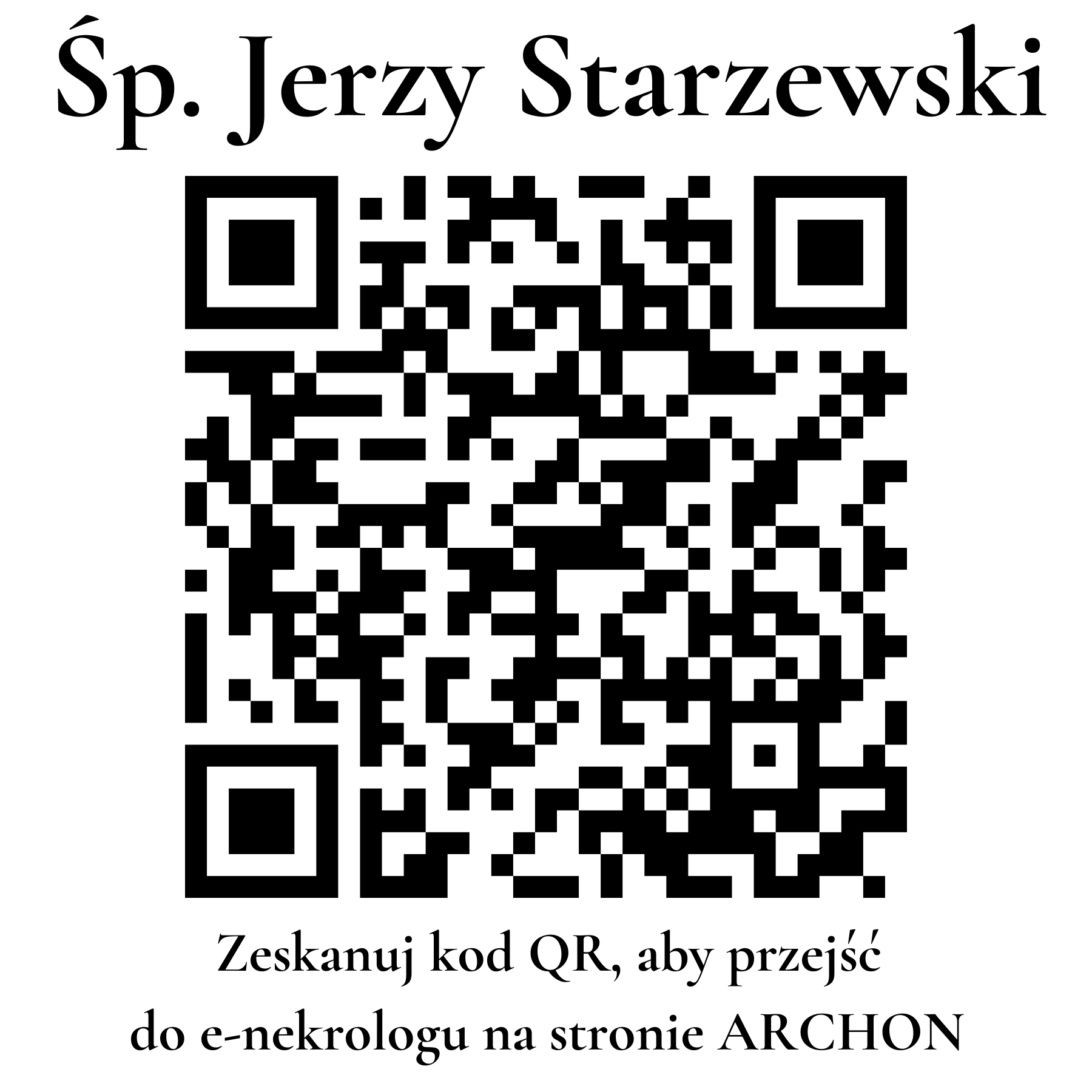 Kod QR do nekrologu Jerzy Starzewski Kod QR do nekrologu Jerzy Starzewski