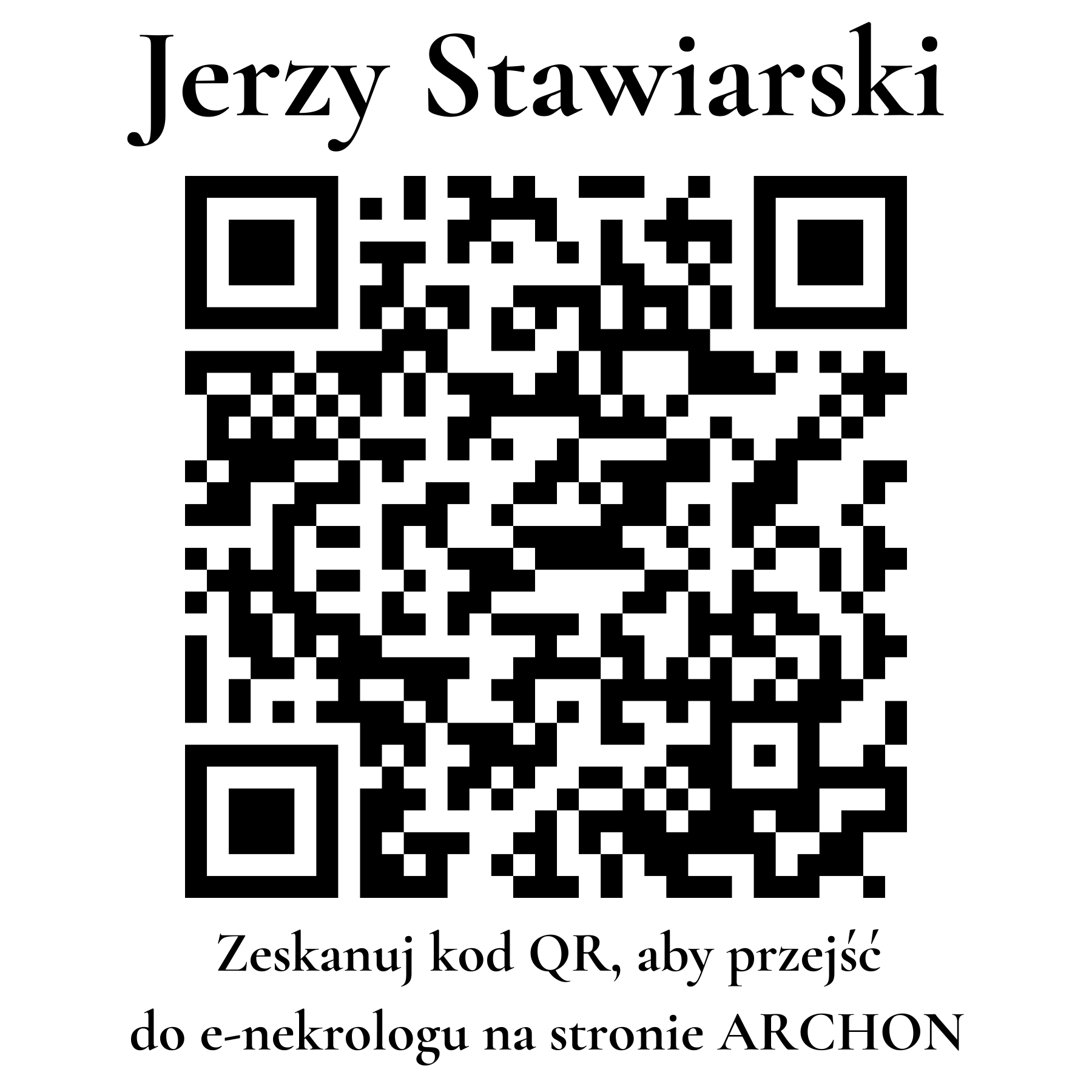 Kod QR do nekrologu Jerzy Stawiarski Kod QR do nekrologu Jerzy Stawiarski