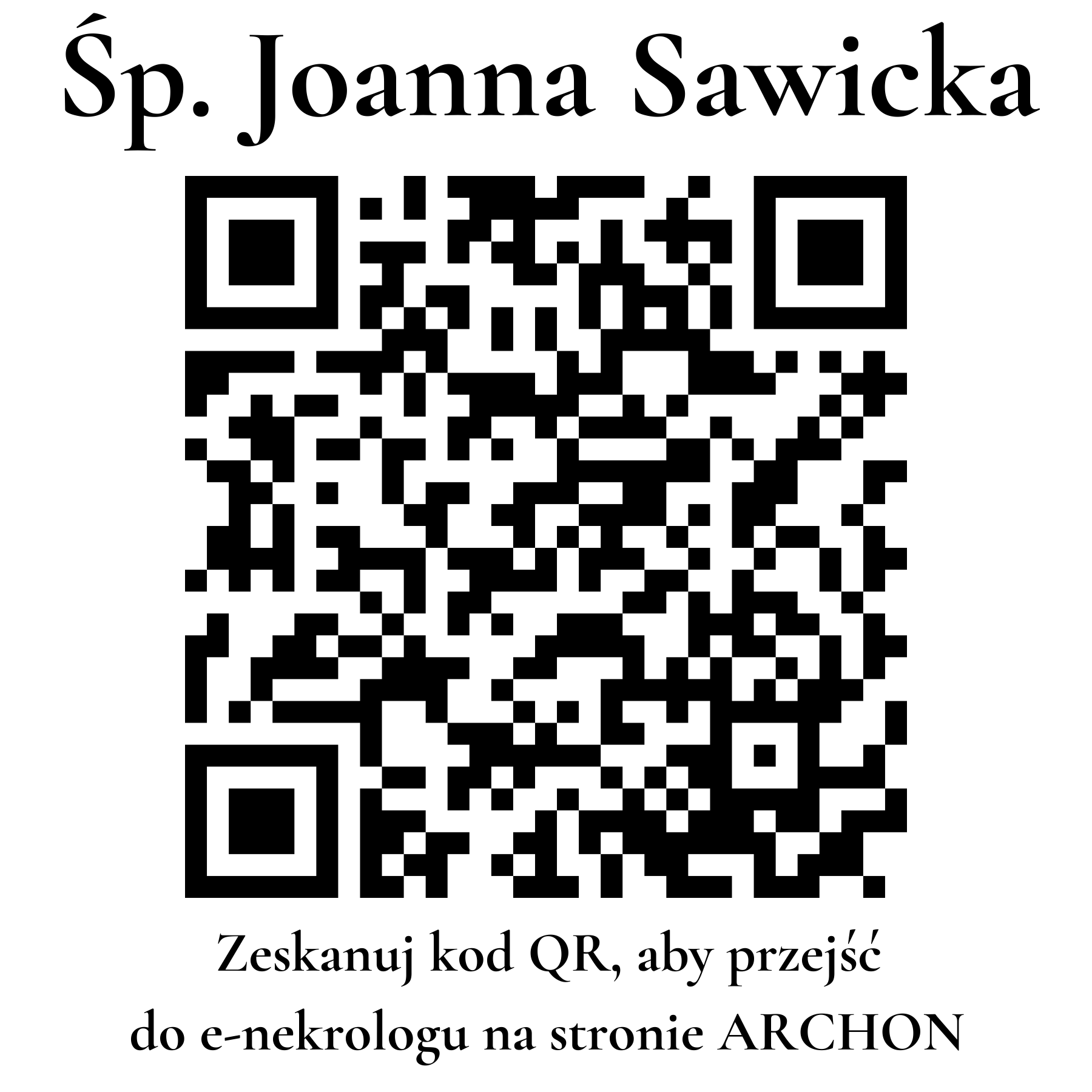 Kod QR do nekrologu Joanna Sawicka