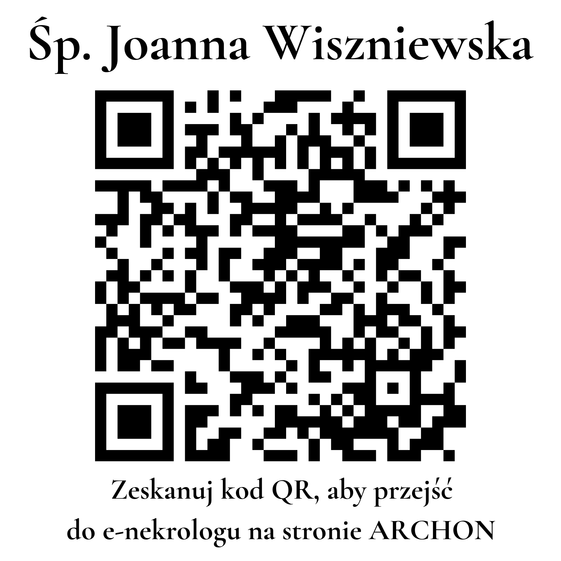Kod QR do nekrologu Joanna Wiszniewska Kod QR do nekrologu Joanna Wiszniewska