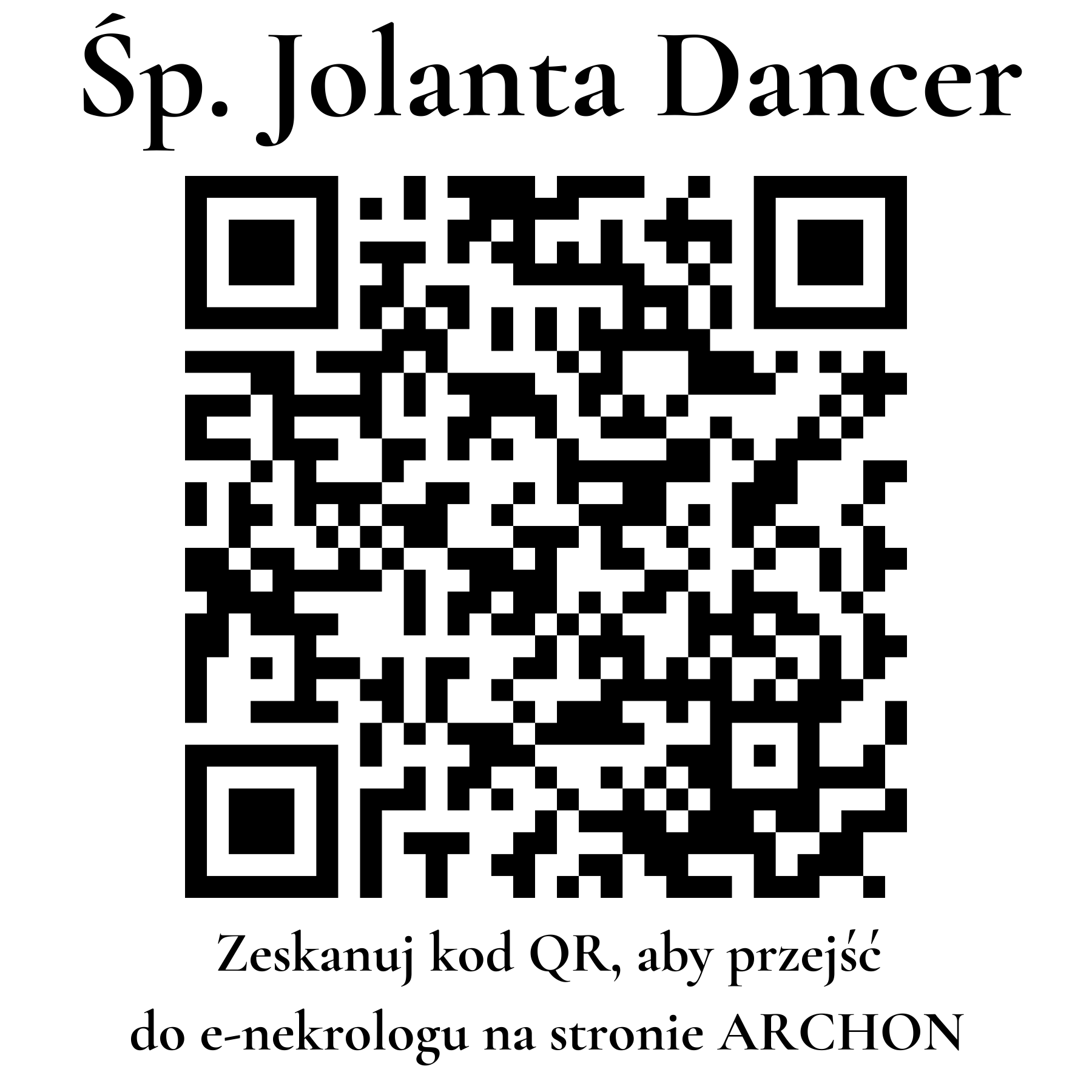 Kod QR do nekrologu Jolanta Dancer