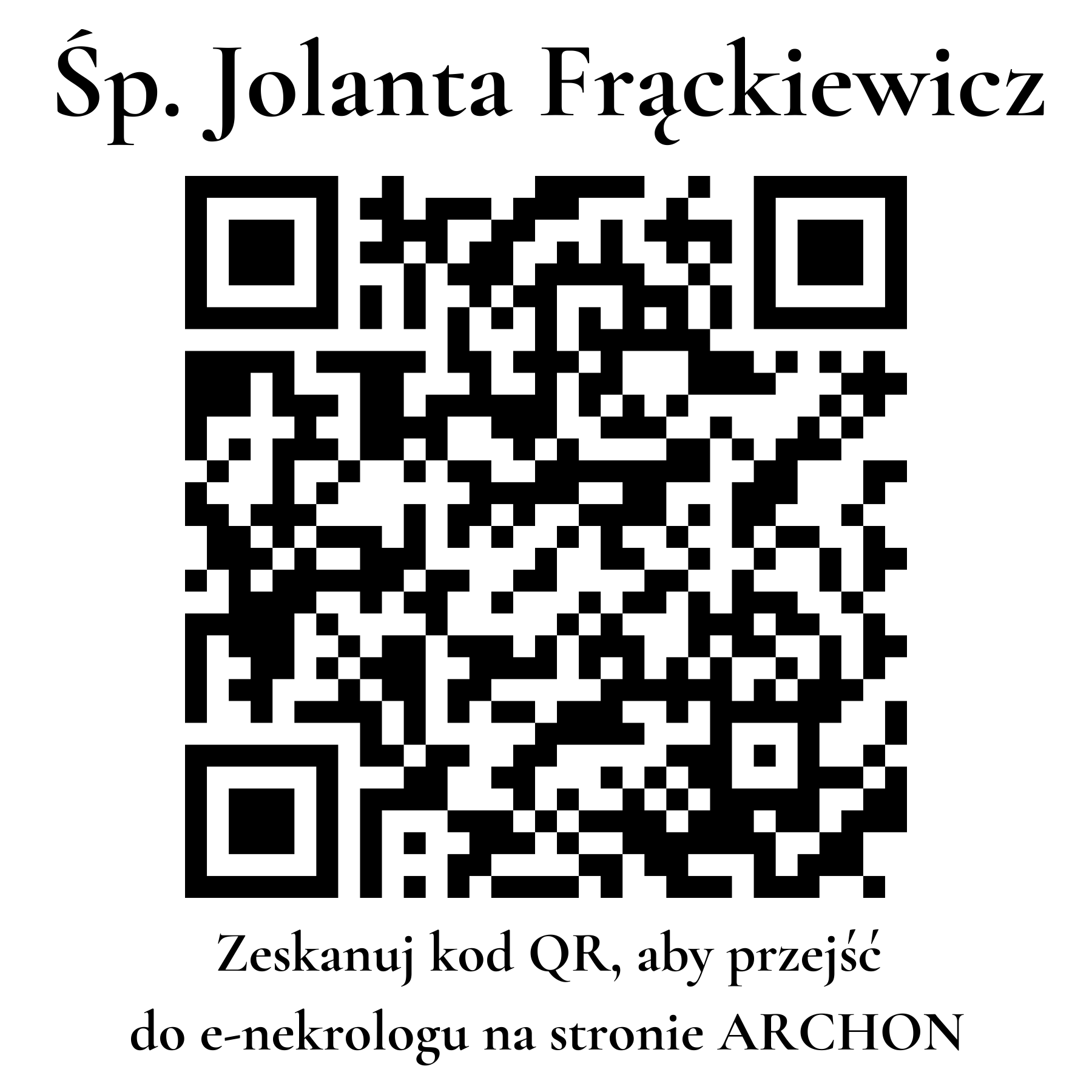 Kod QR do nekrologu Jolanta Frąckiewicz