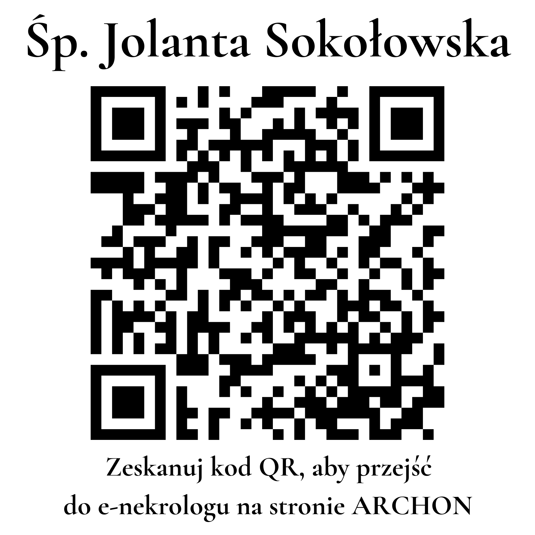 Kod QR do nekrologu Jolanta Sokołowska Kod QR do nekrologu Jolanta Sokołowska