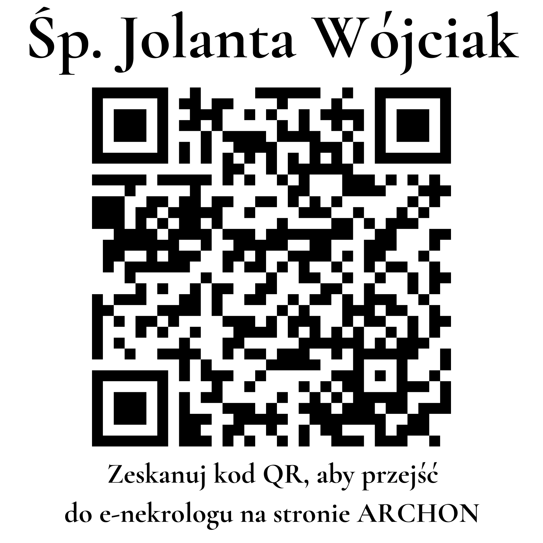 Kod QR do nekrologu Jolanta Wójciak Kod QR do nekrologu Jolanta Wójciak