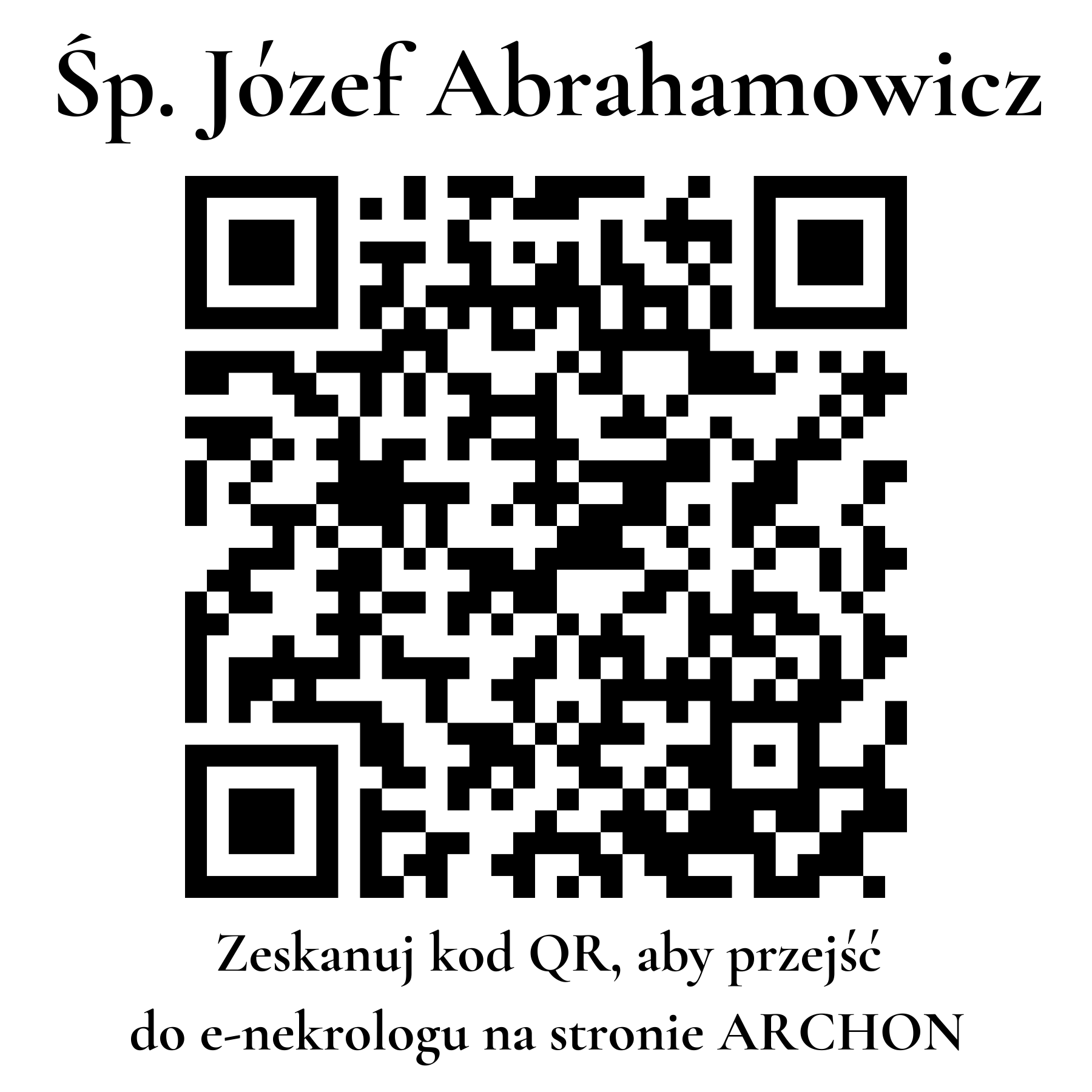 Kod QR do nekrologu Józef Abrahamowicz Kod QR do nekrologu Józef Abrahamowicz