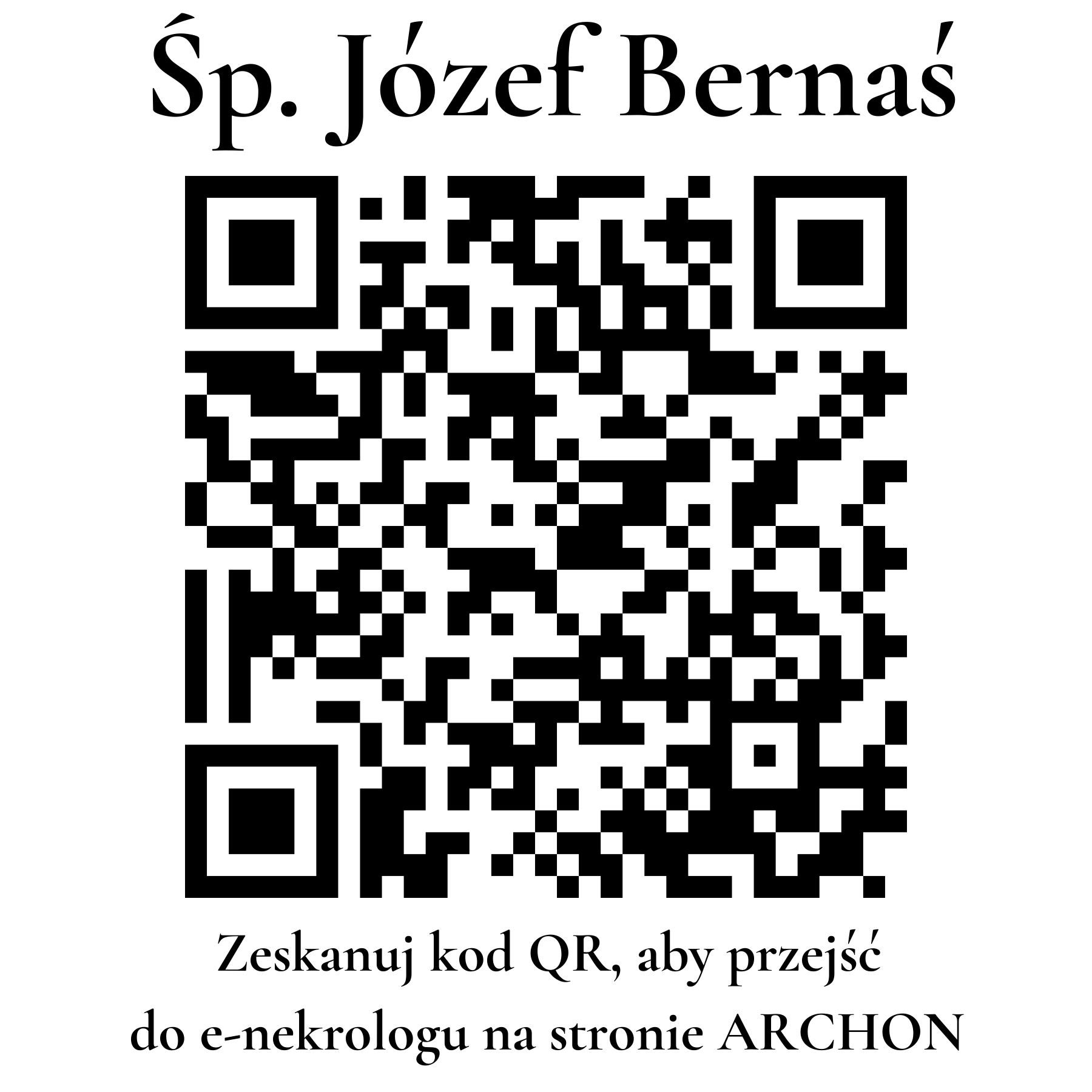 Kod QR do nekrologu Józef Bernaś Kod QR do nekrologu Józef Bernaś