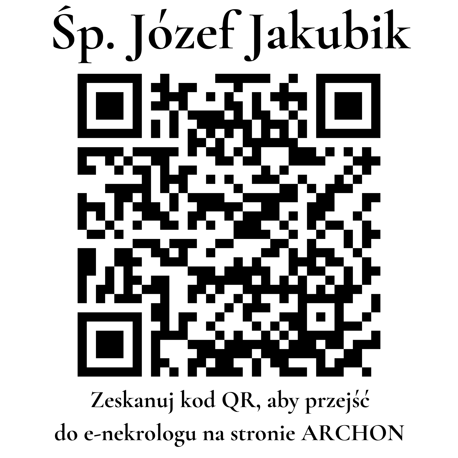 Kod QR do nekrologu Józef Jakubik Kod QR do nekrologu Józef Jakubik