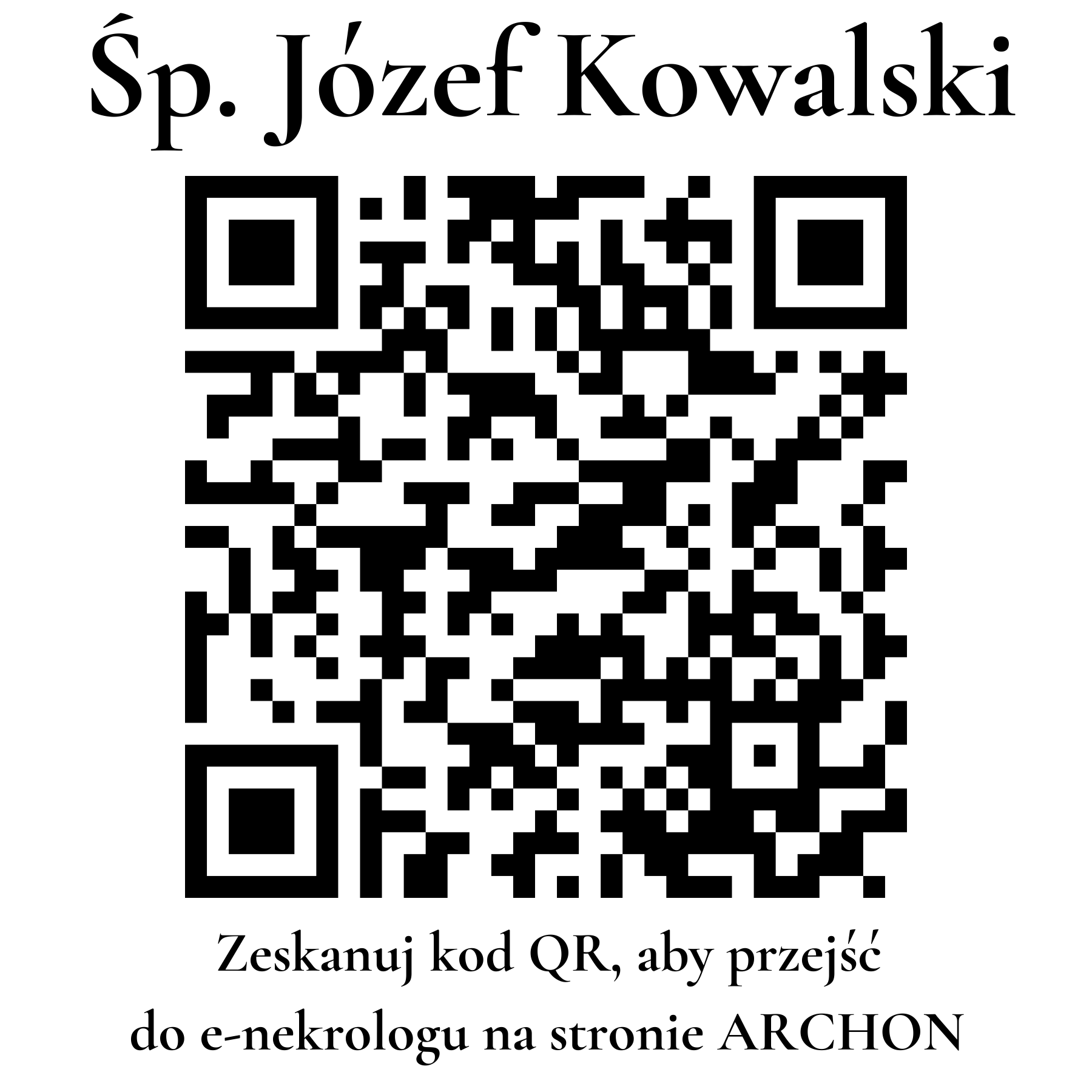 Kod QR do nekrologu Józef Kowalski
