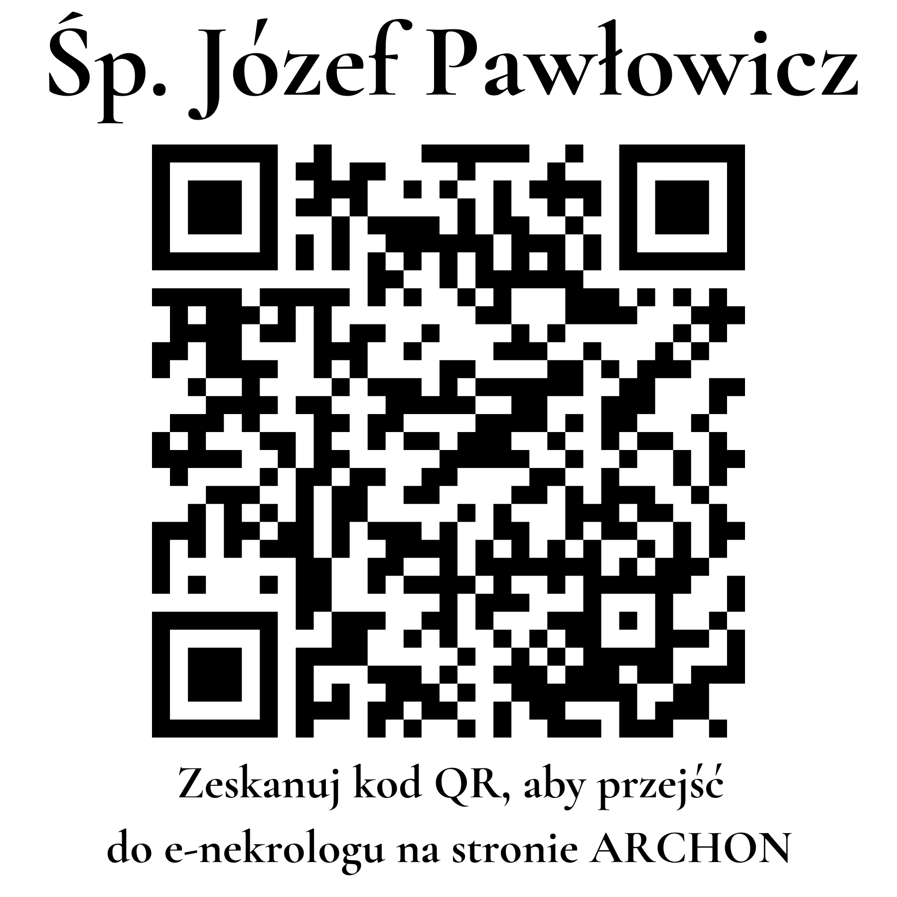 Kod QR do nekrologu Józef Pawłowicz Kod QR do nekrologu Józef Pawłowicz