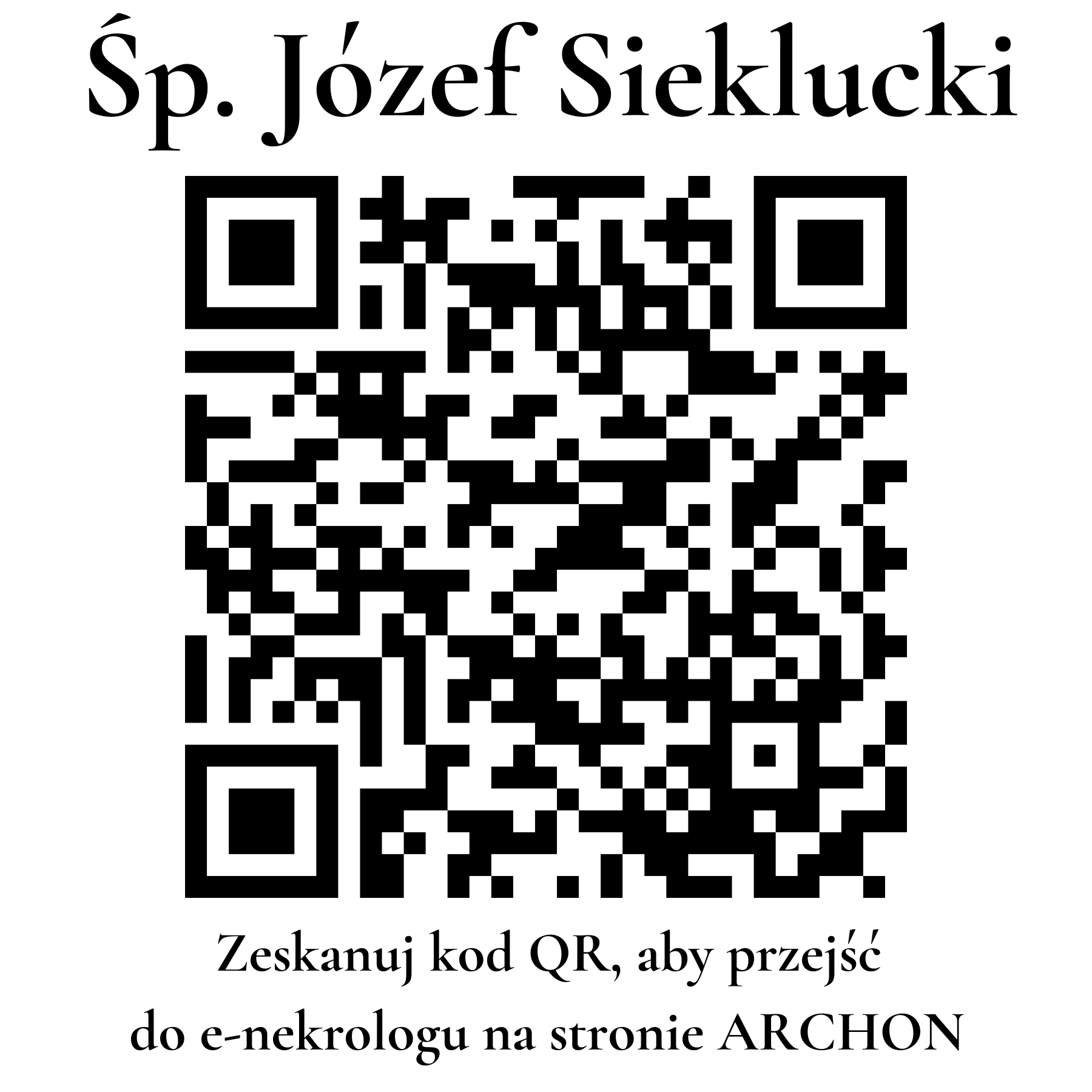 Kod QR do nekrologu Józef Sieklucki Kod QR do nekrologu Józef Sieklucki