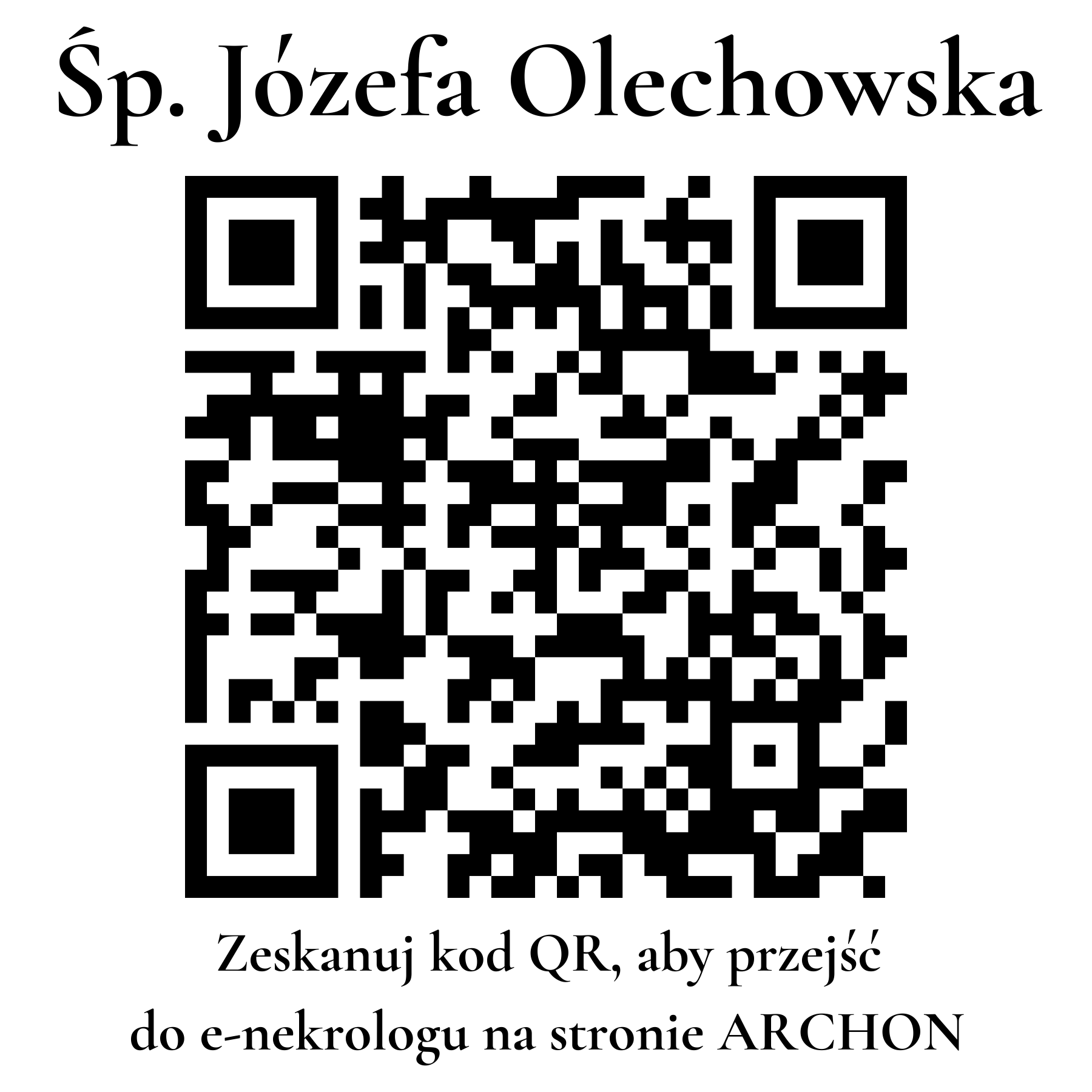 Kod QR do nekrologu Józefa Olechowska