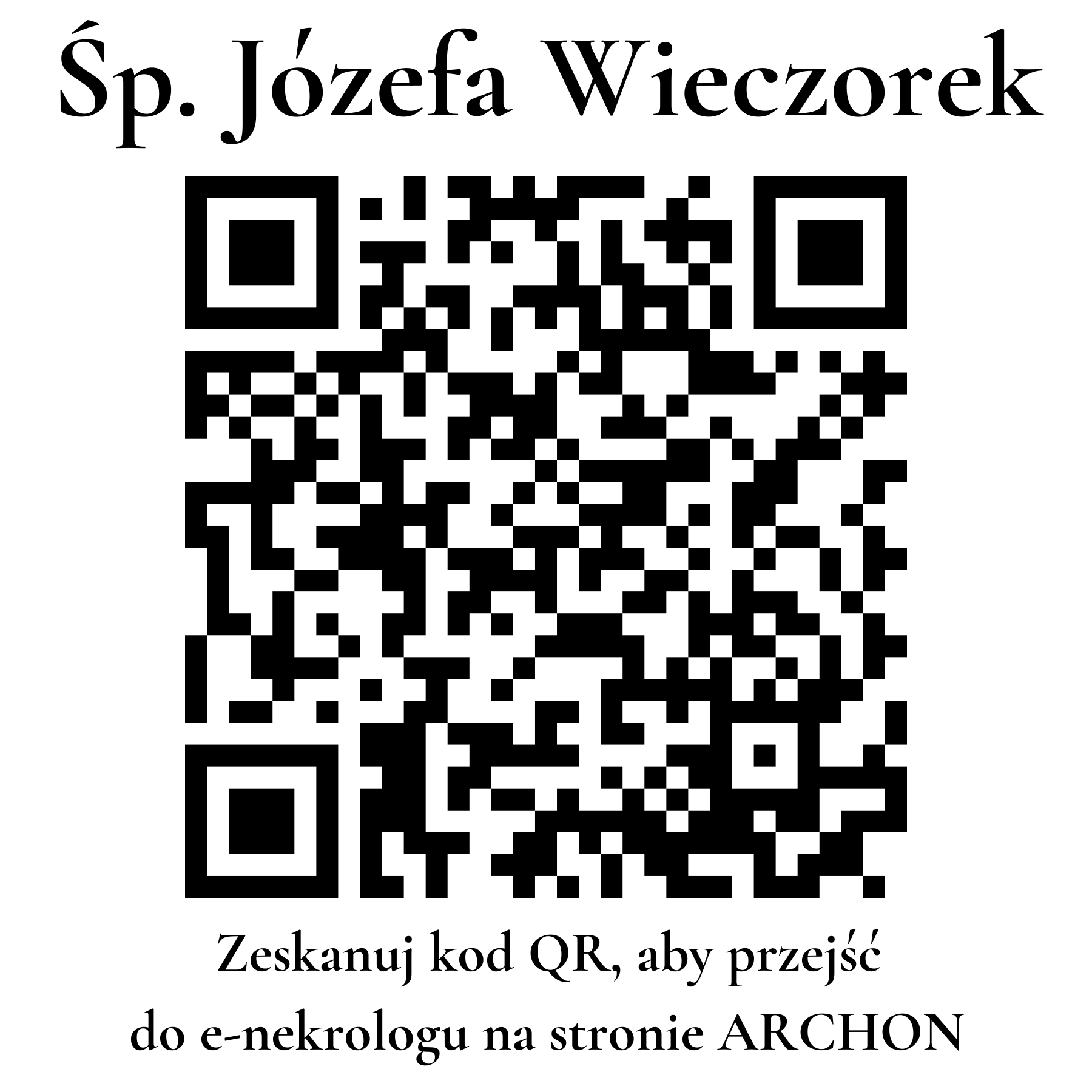 Kod QR do nekrologu Józefa Wieczorek Kod QR do nekrologu Józefa Wieczorek