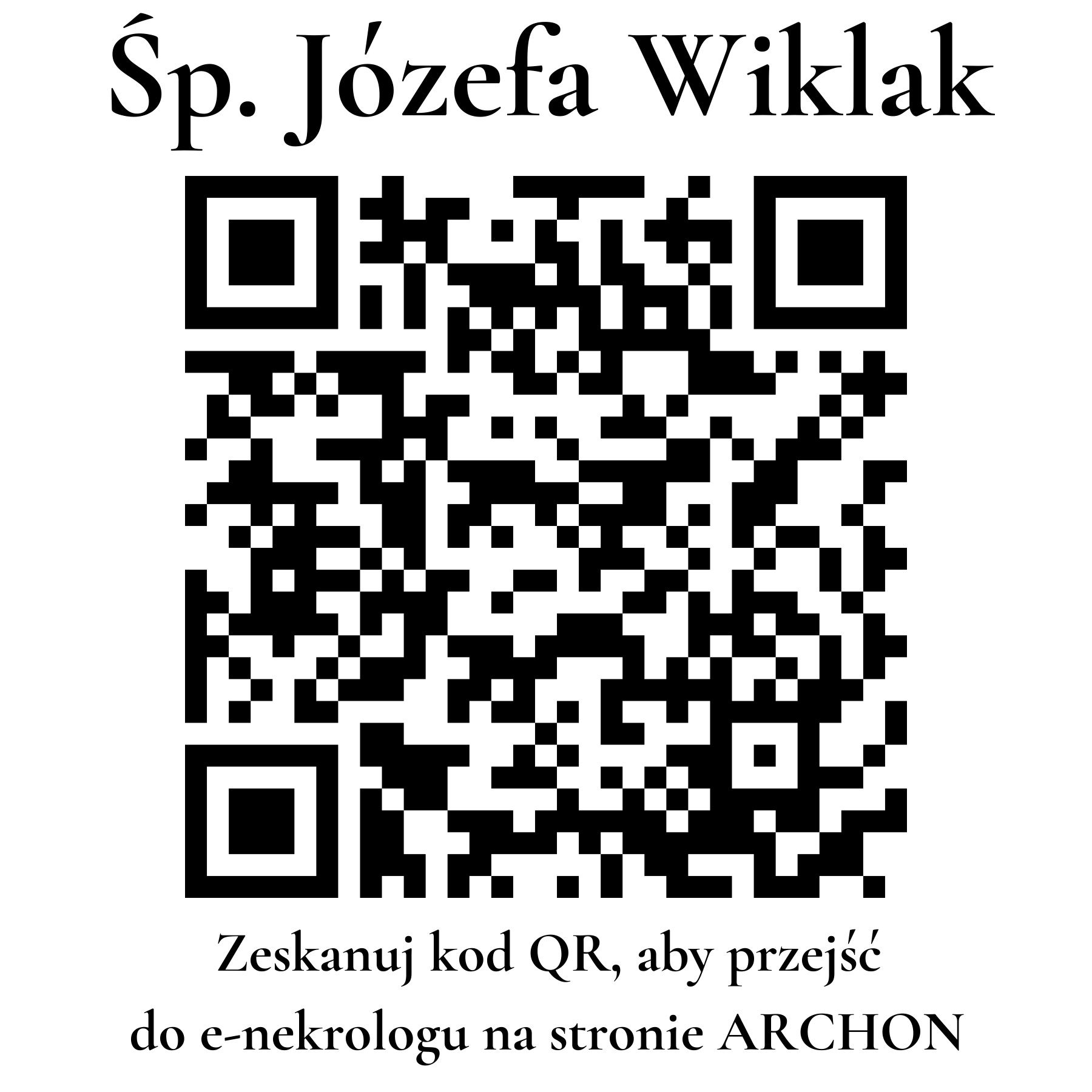 Kod QR do nekrologu Józefa Wiklak