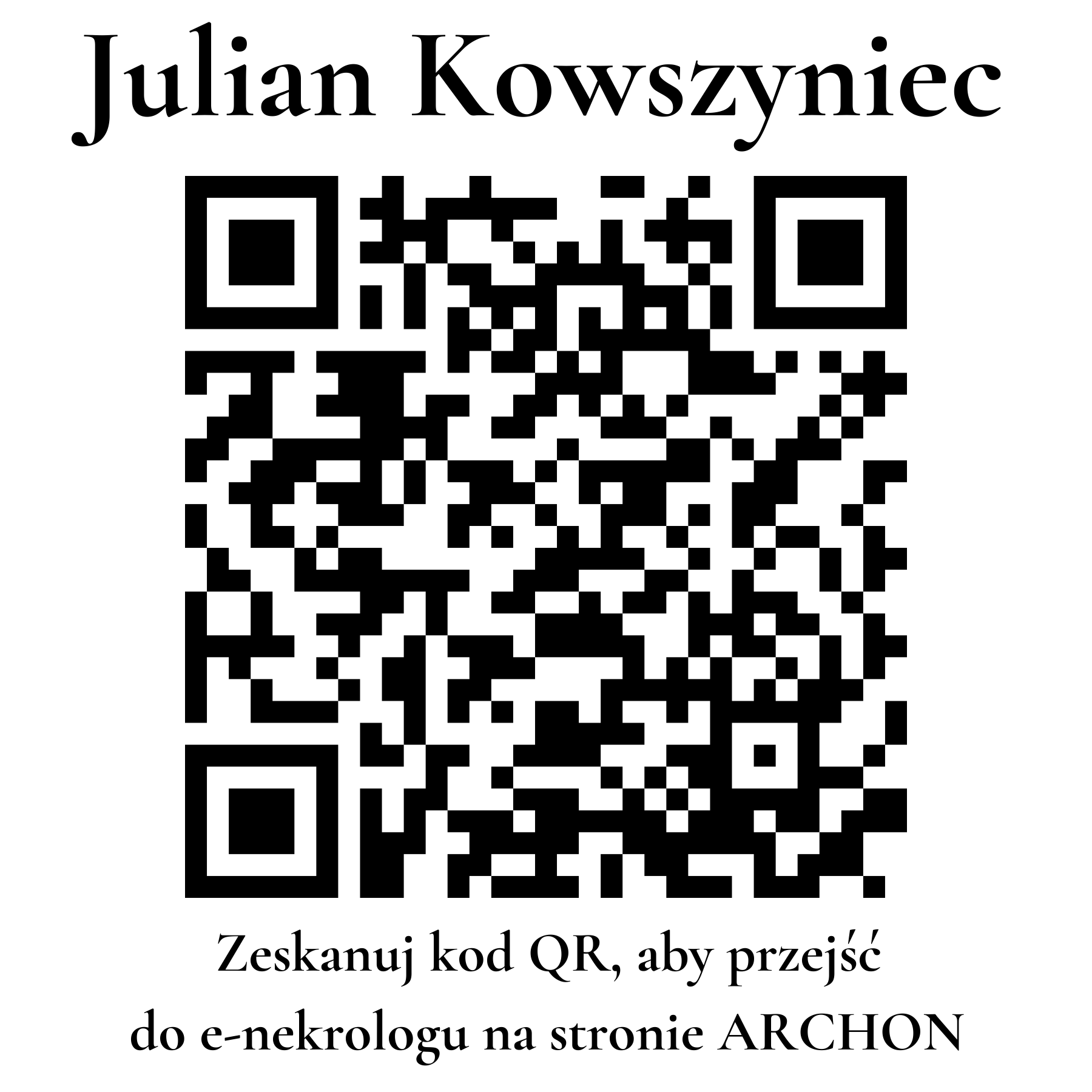 Kod QR do nekrologu Julian Kowszyniec