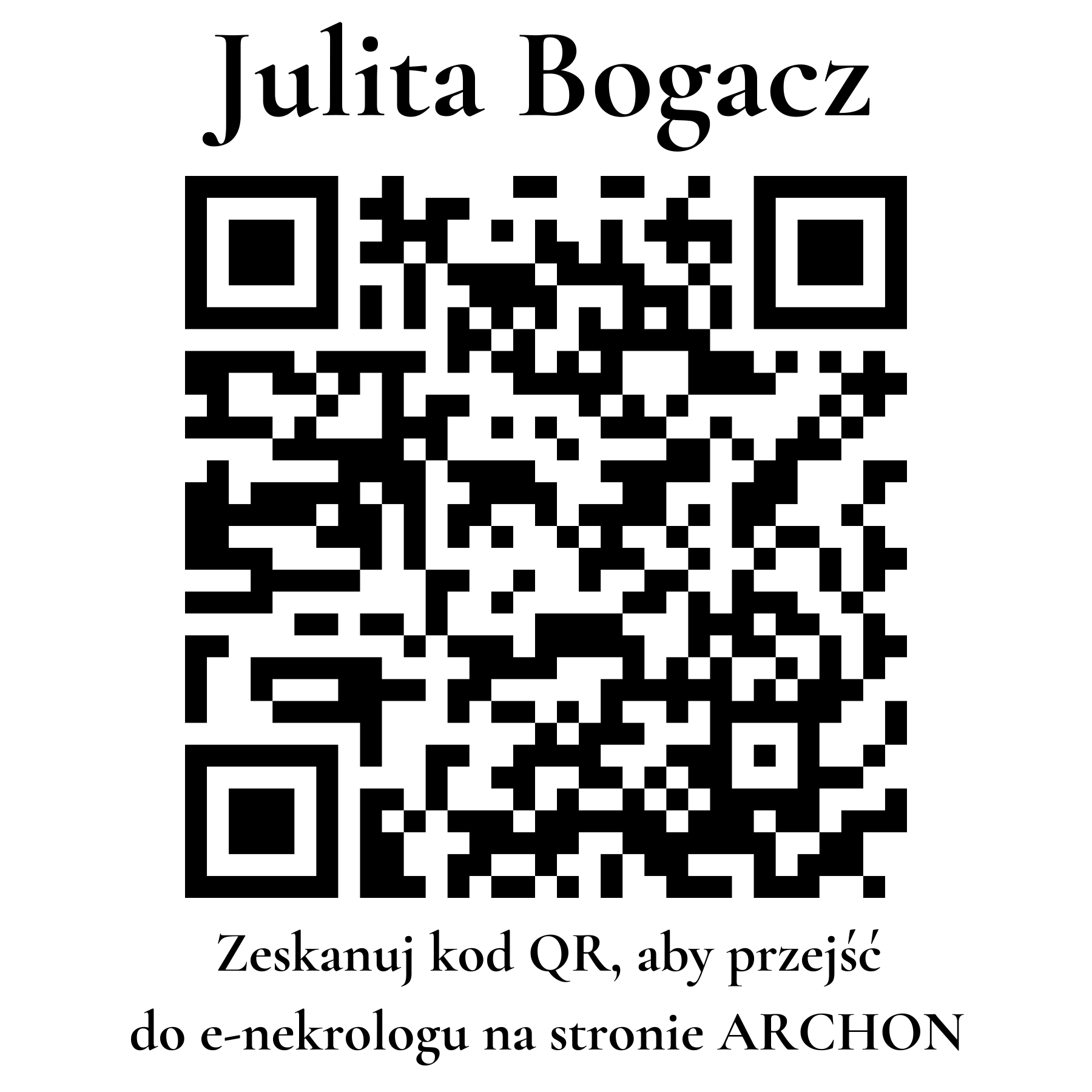 Kod QR do nekrologu Julita Bogacz