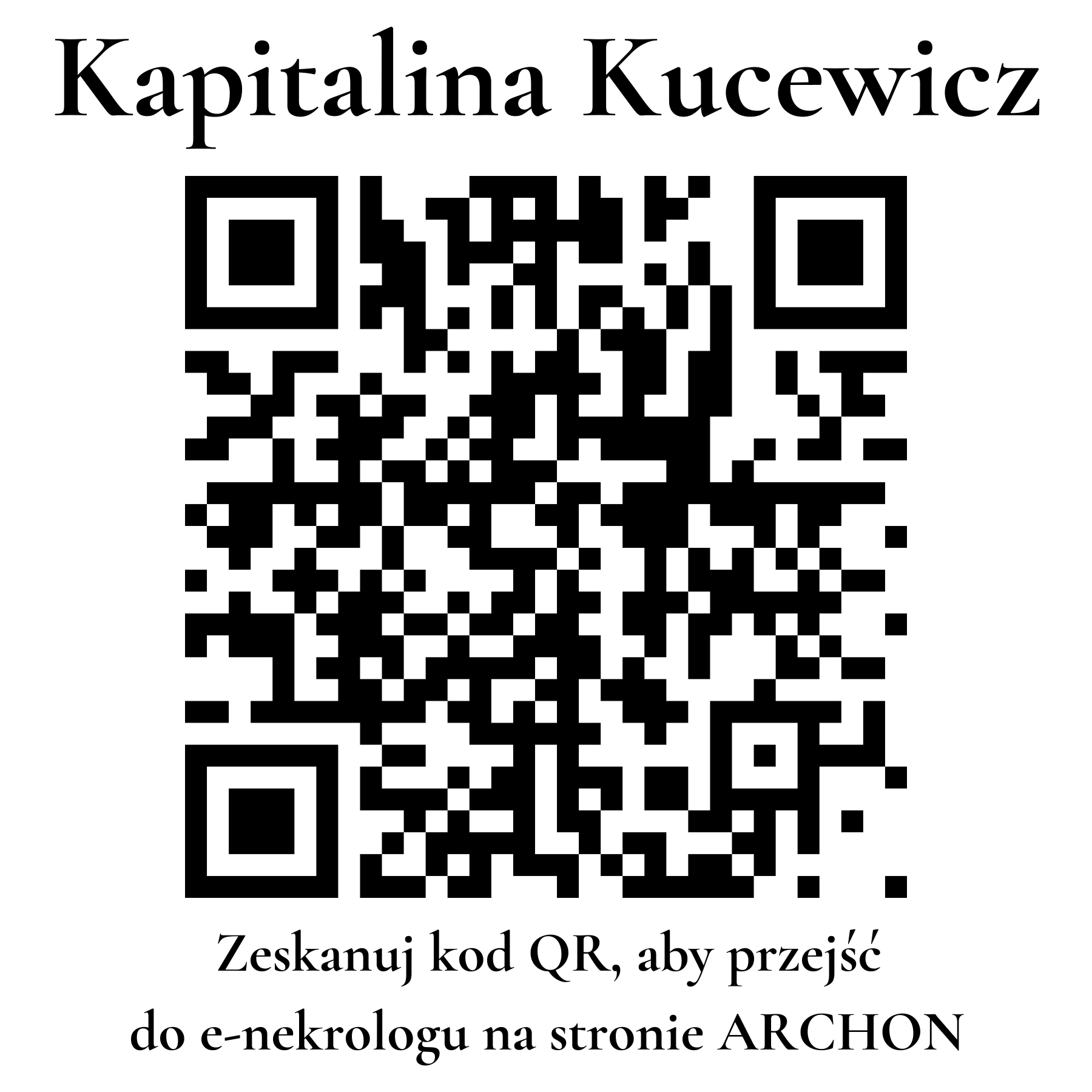 Kod QR do nekrologu Kapitalina Kucewicz