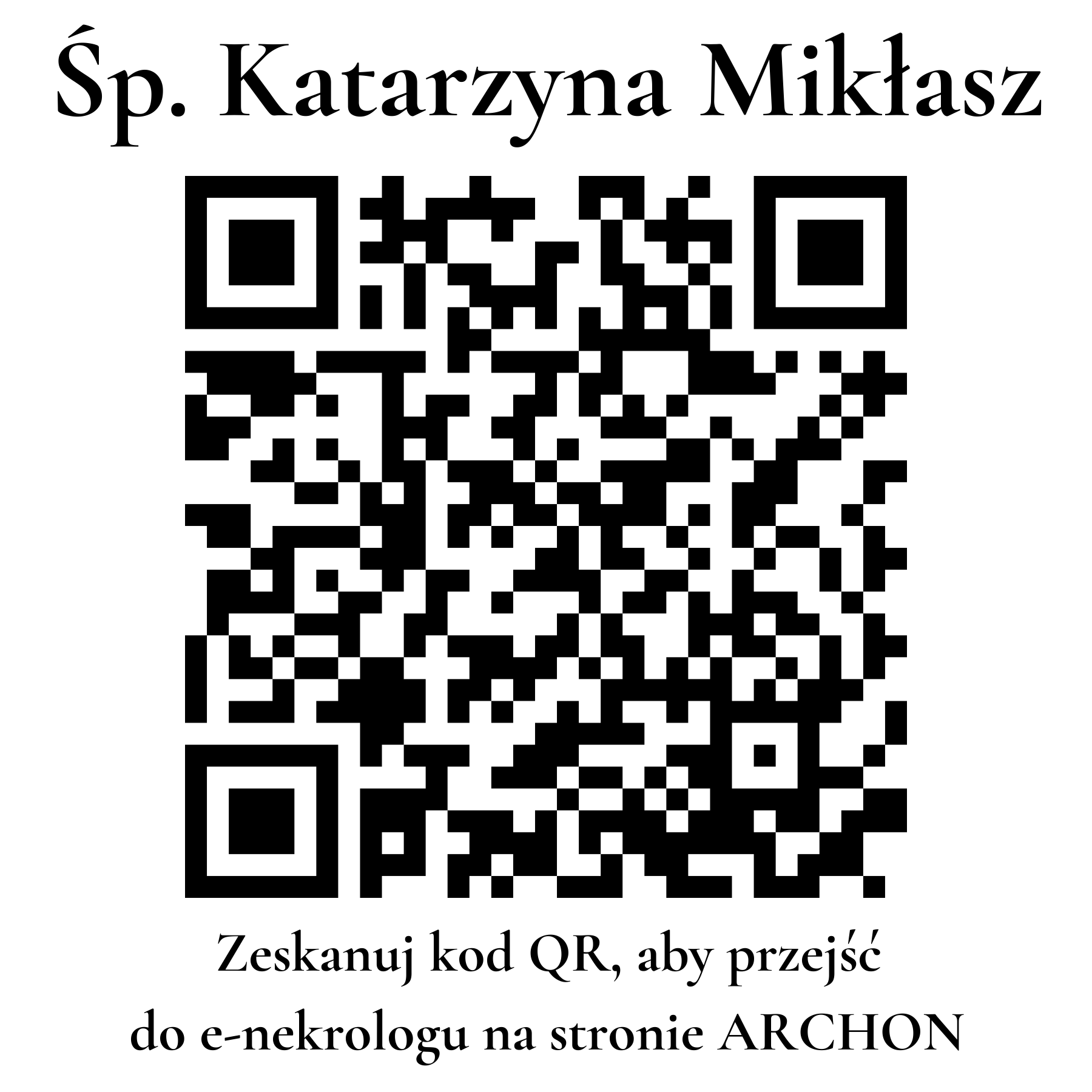 Kod QR do nekrologu Katarzyna Mikłasz