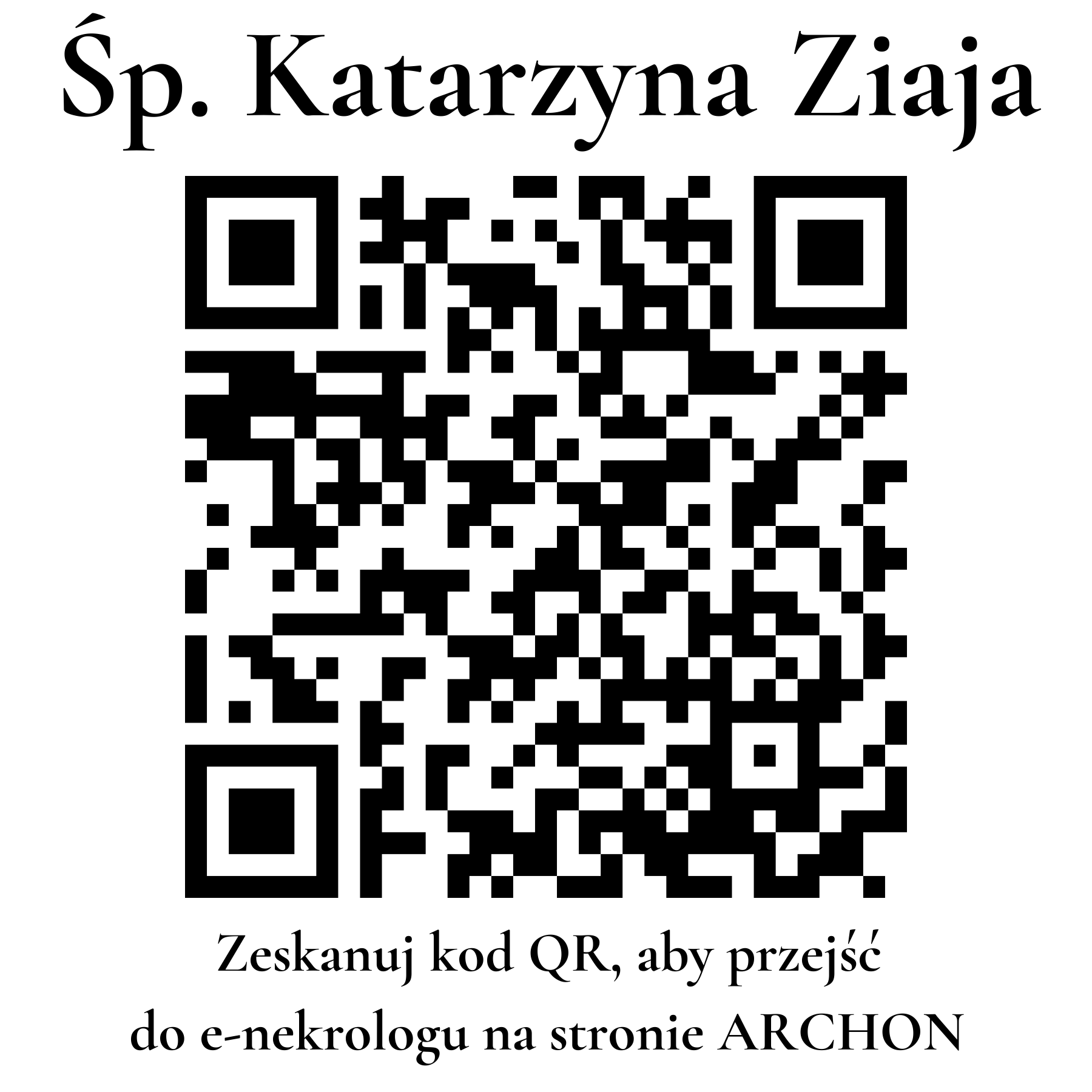 Kod QR do nekrologu Katarzyna Ziaja