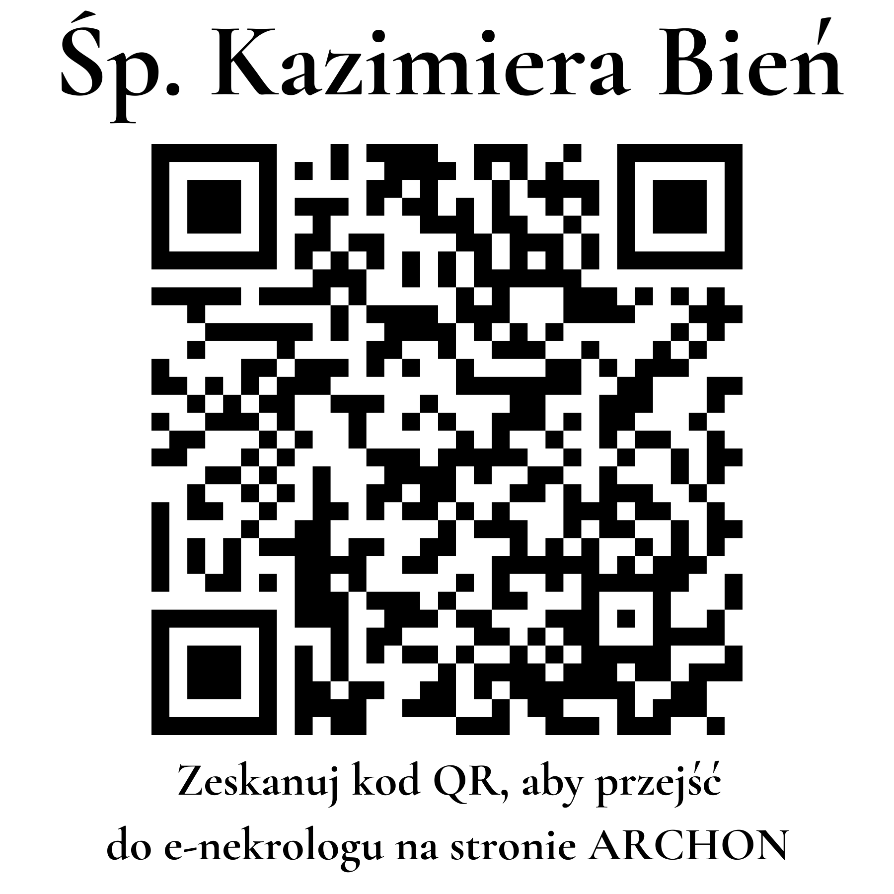Kod QR do nekrologu Kazimiera Bień