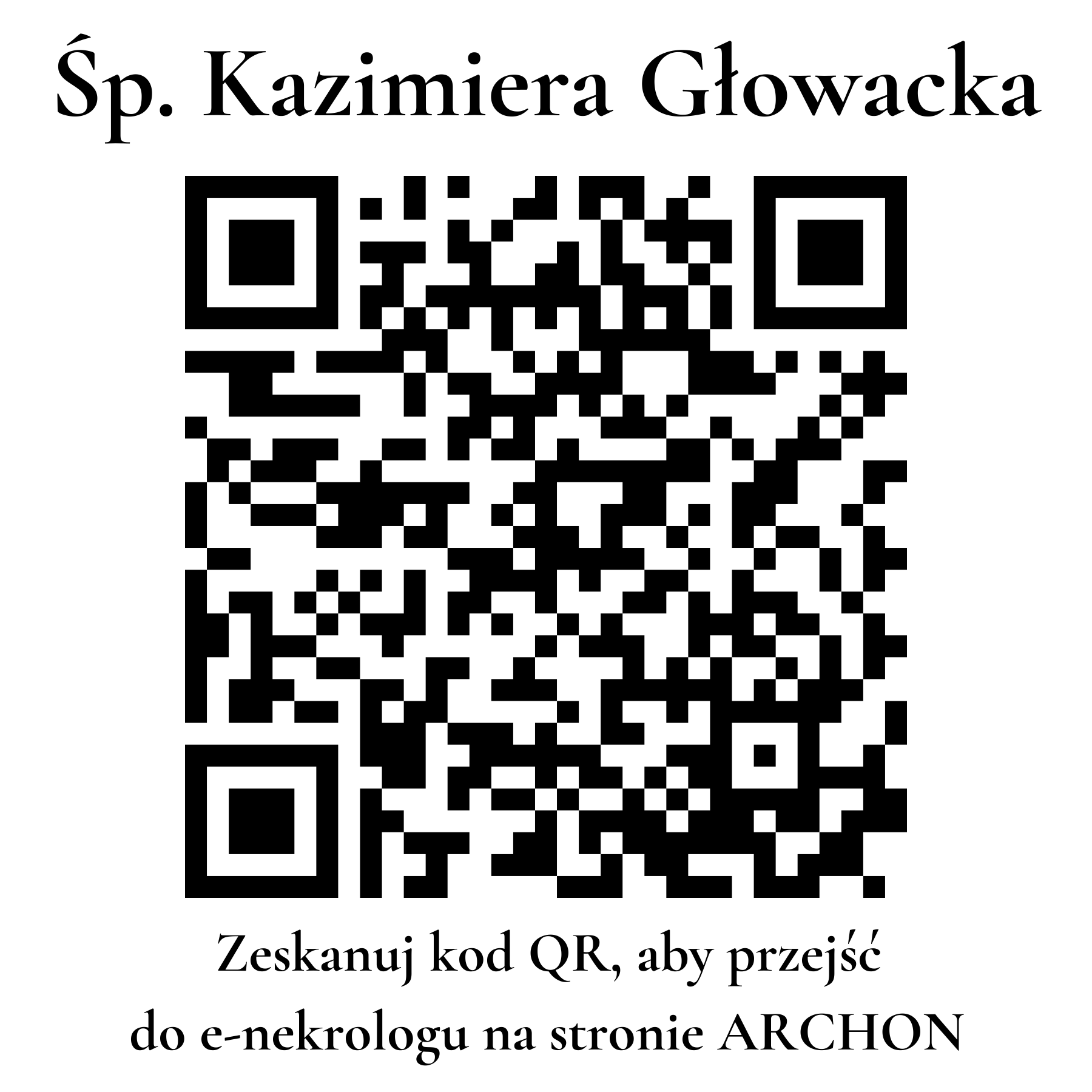 Kod QR do nekrologu Kazimiera Głowacka
