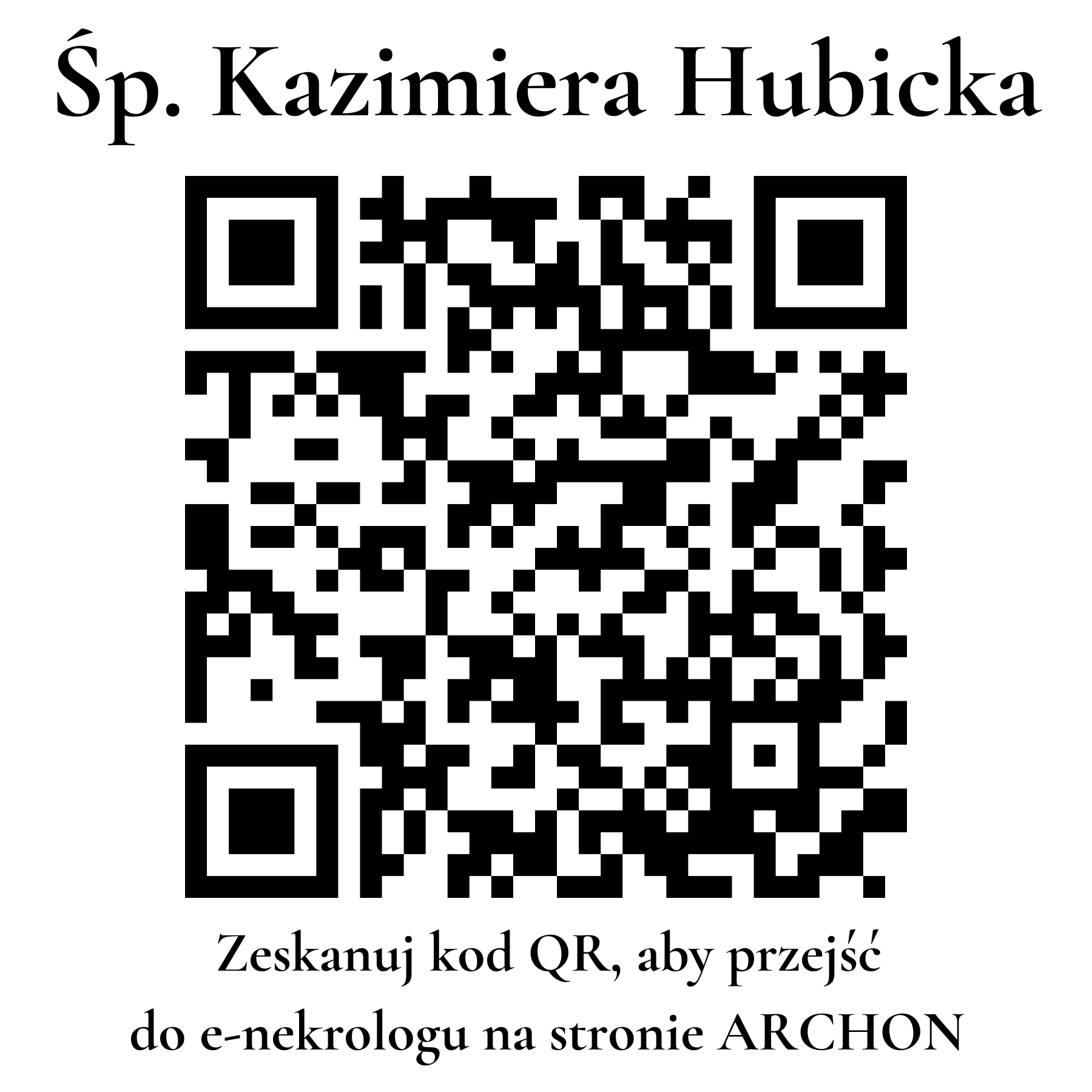 Kod QR do nekrologu Kazimiera Hubicka