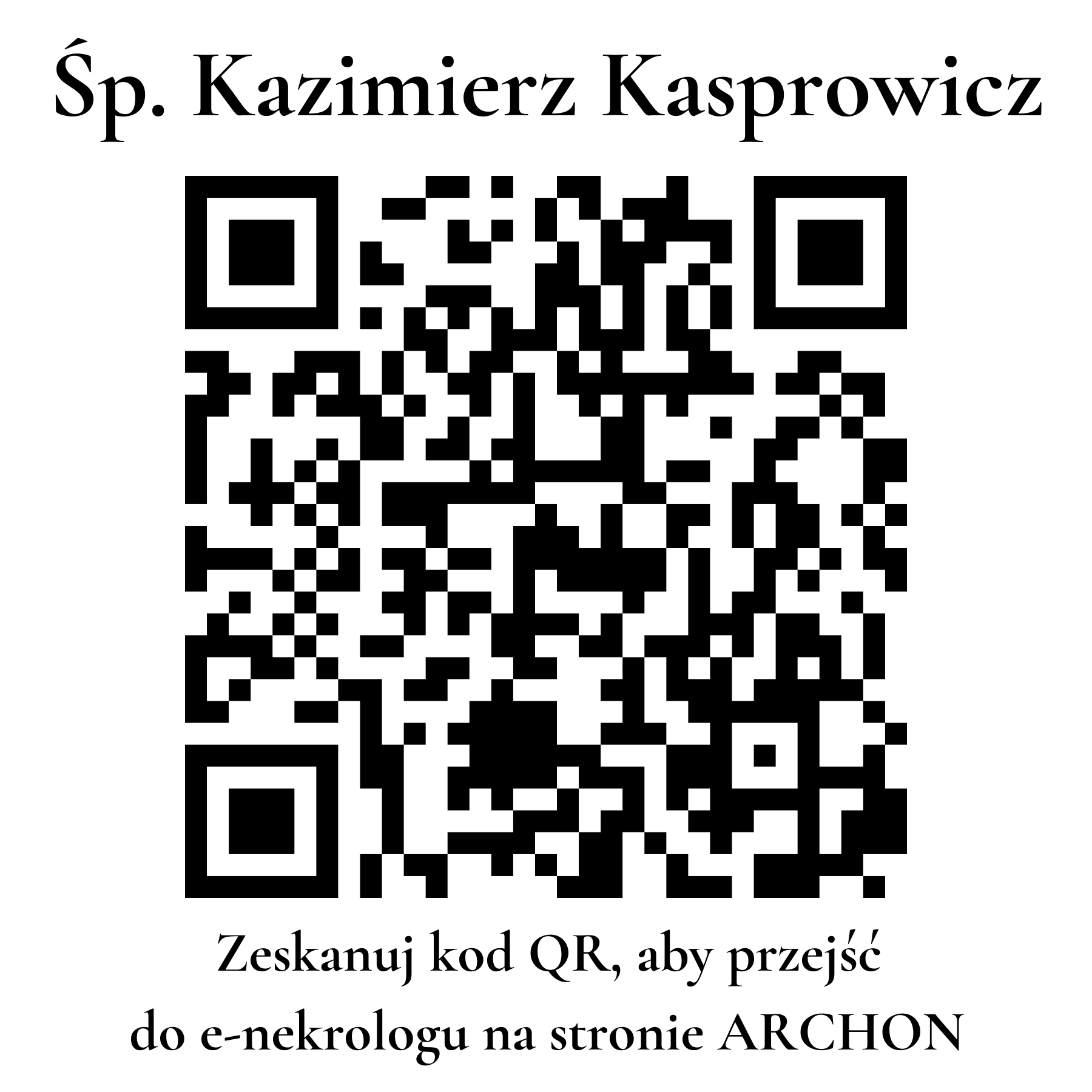Kod QR do nekrologu Kazimierz Kasprowicz