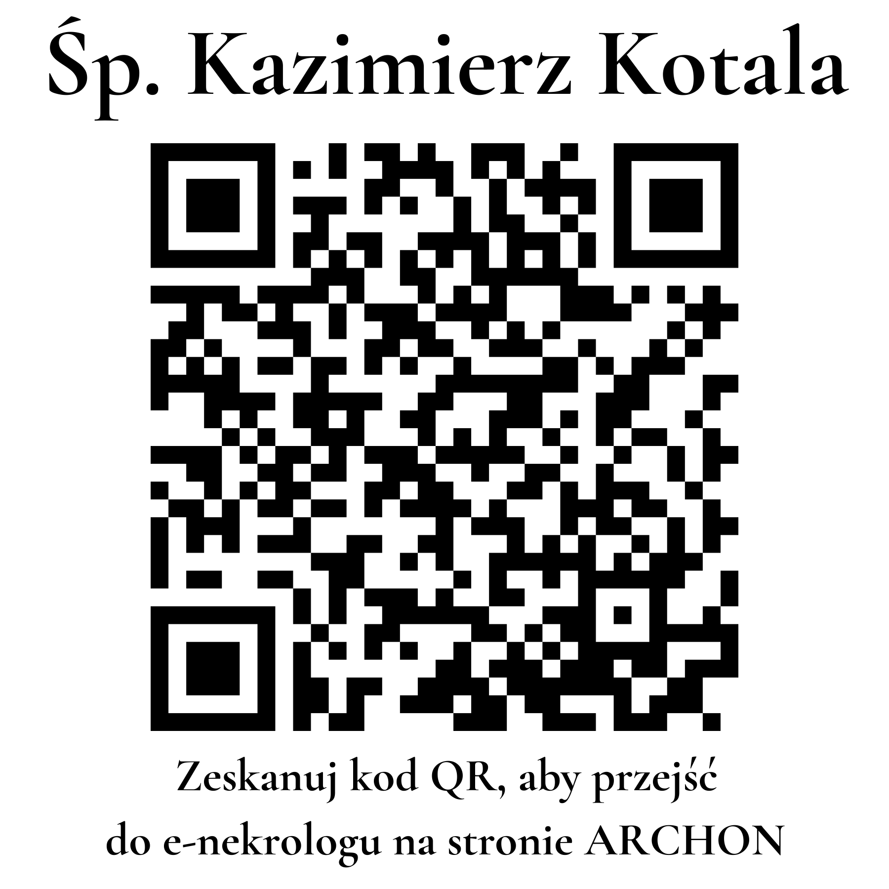 Kod QR do nekrologu Kazimierz Kotala