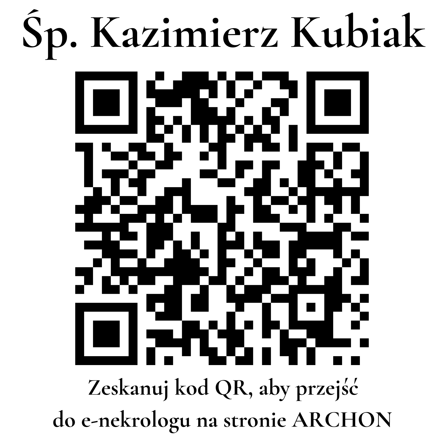 Kod QR do nekrologu Kazimierz Kubiak