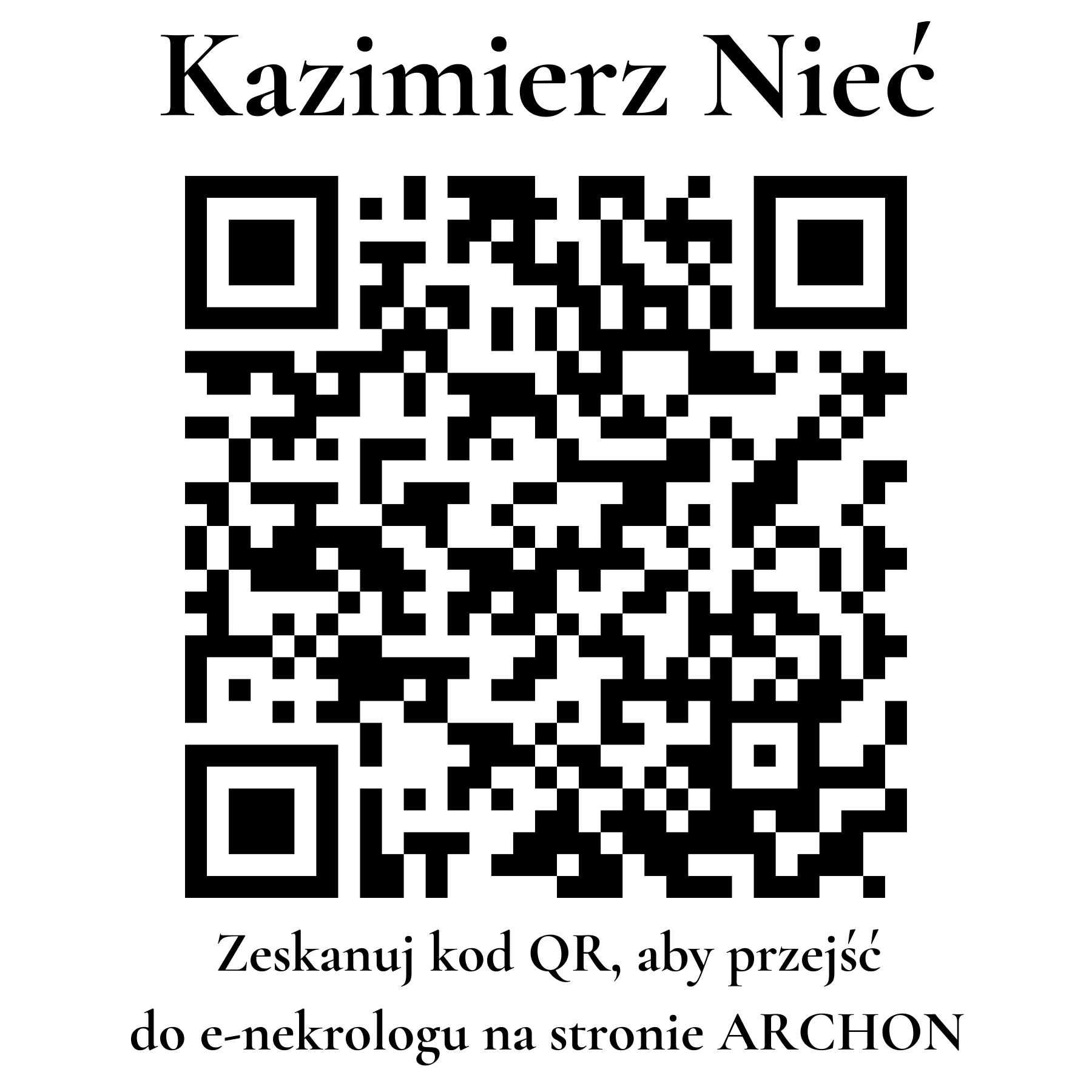 Kod QR do nekrologu Kazimierz Nieć