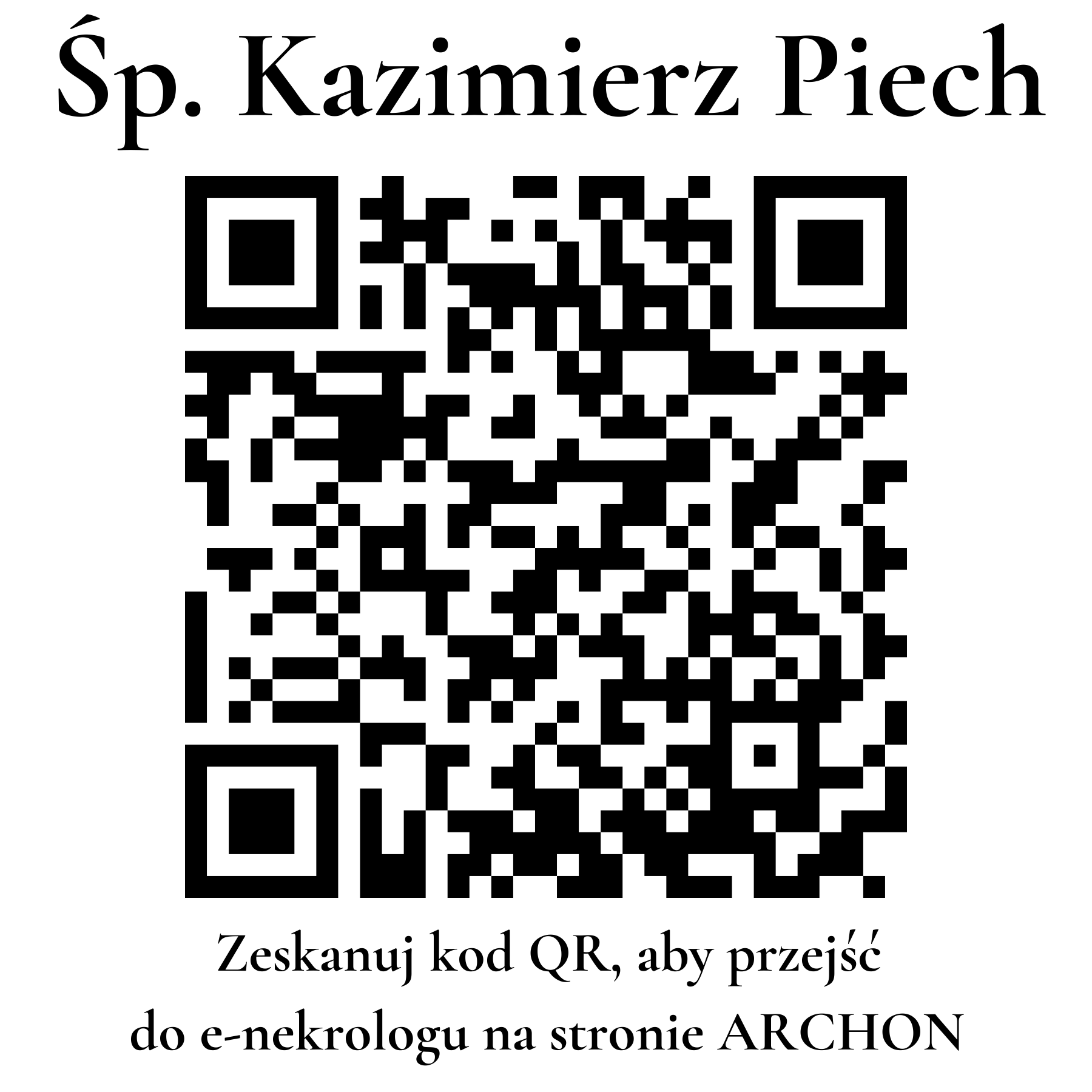 Kod QR do nekrologu Kazimierz Piech Kod QR do nekrologu Kazimierz Piech