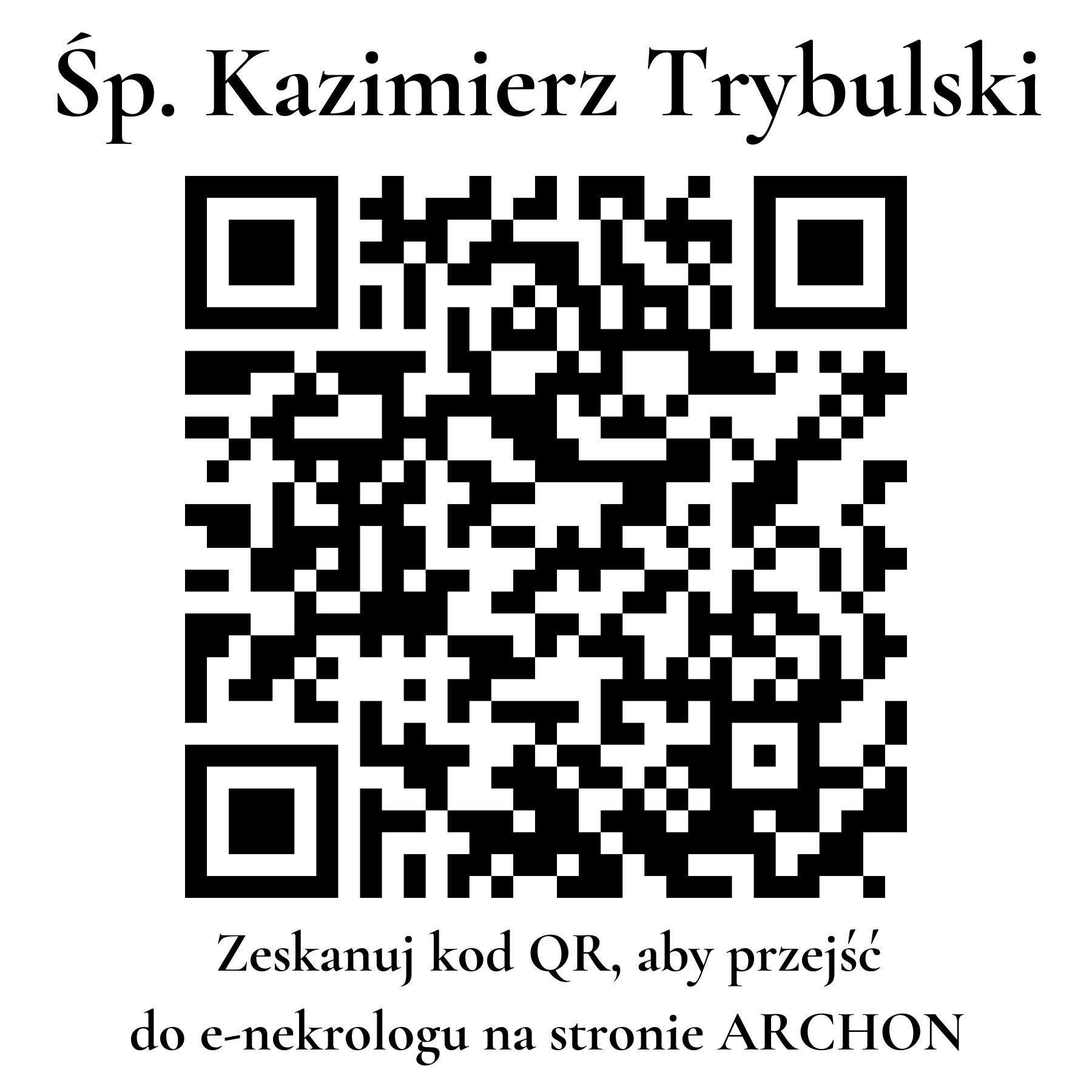 Kod QR do nekrologu Kazimierz Trybulski Kod QR do nekrologu Kazimierz Trybulski