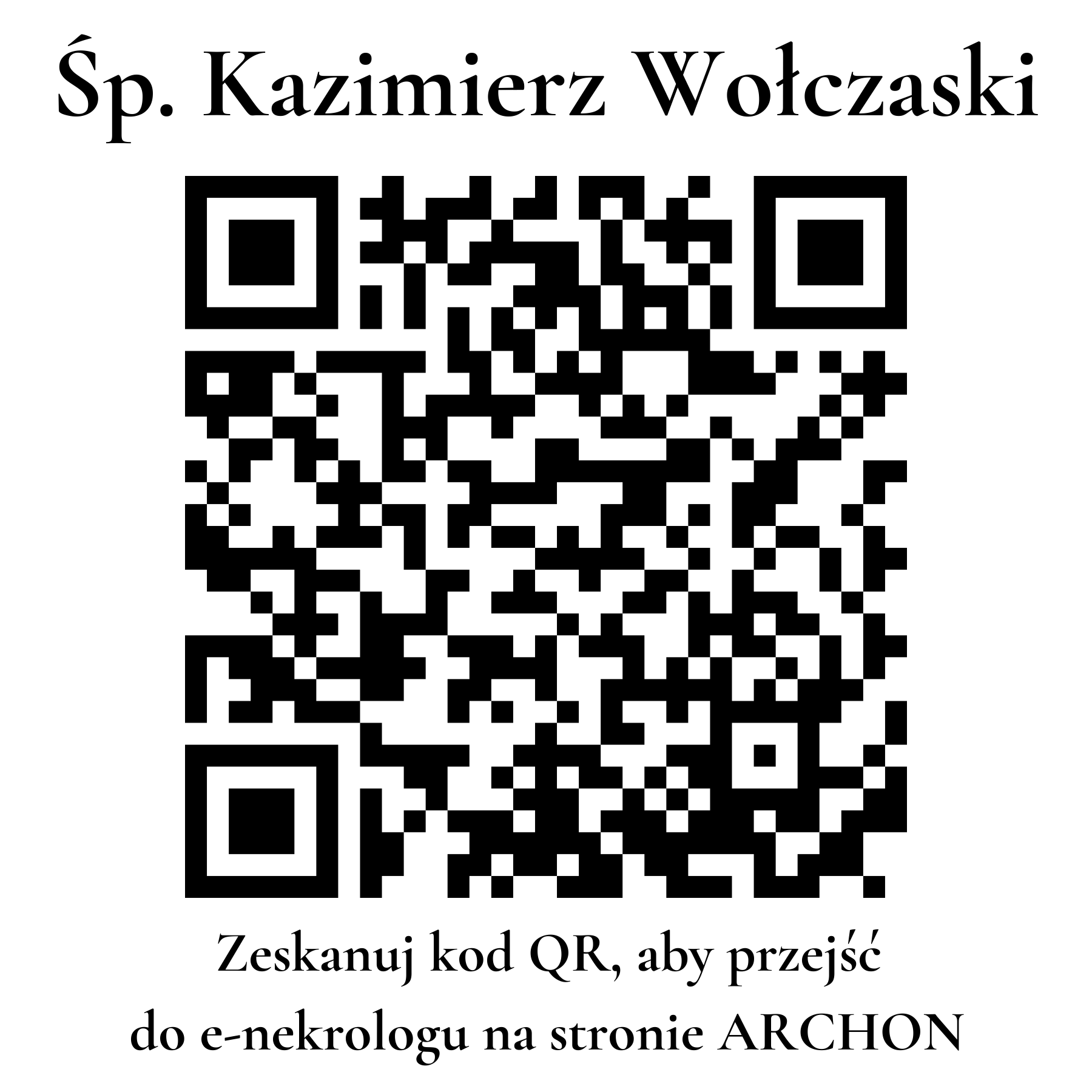 Kod QR do nekrologu Kazimierz Wołczaski