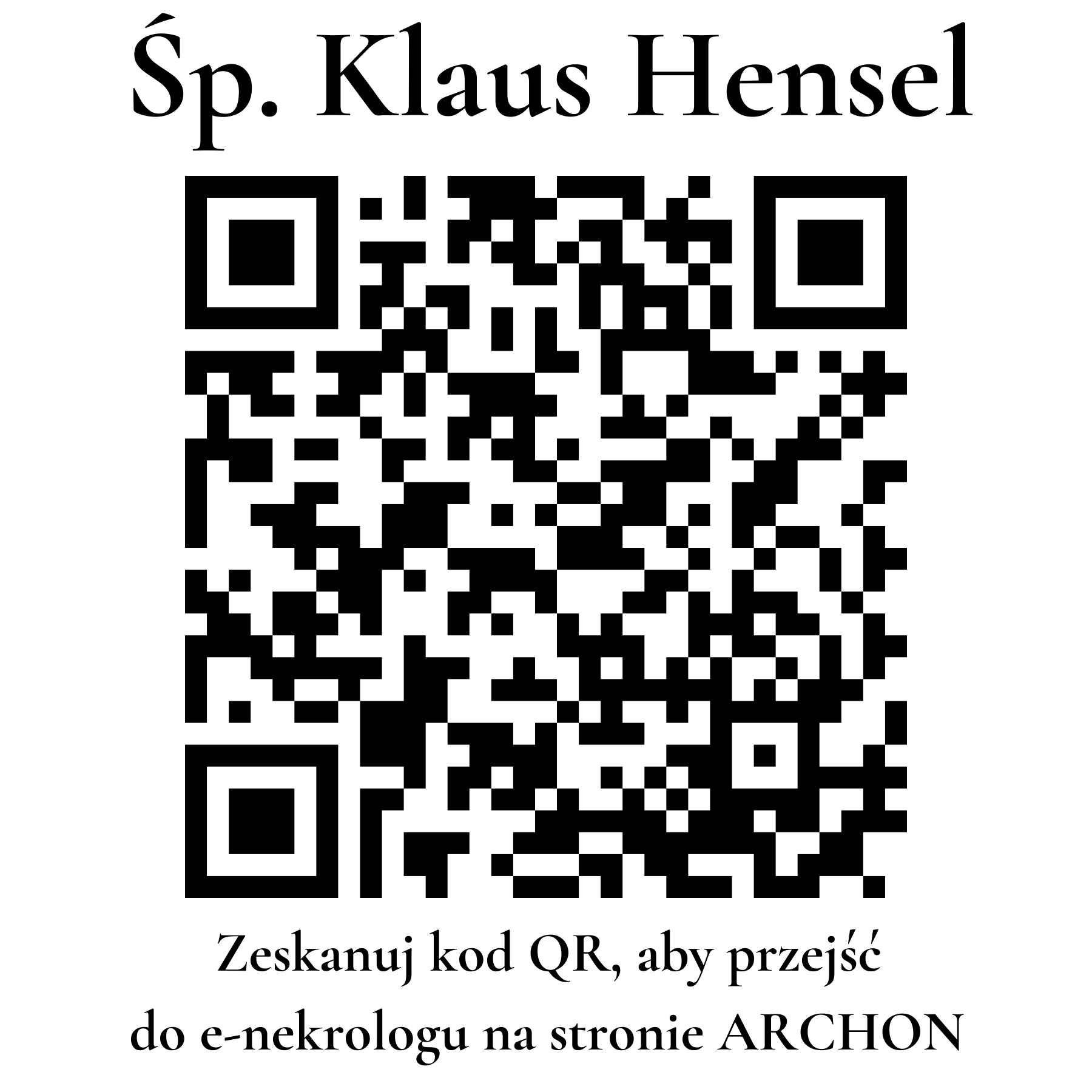 Kod QR do nekrologu Klaus Hensel