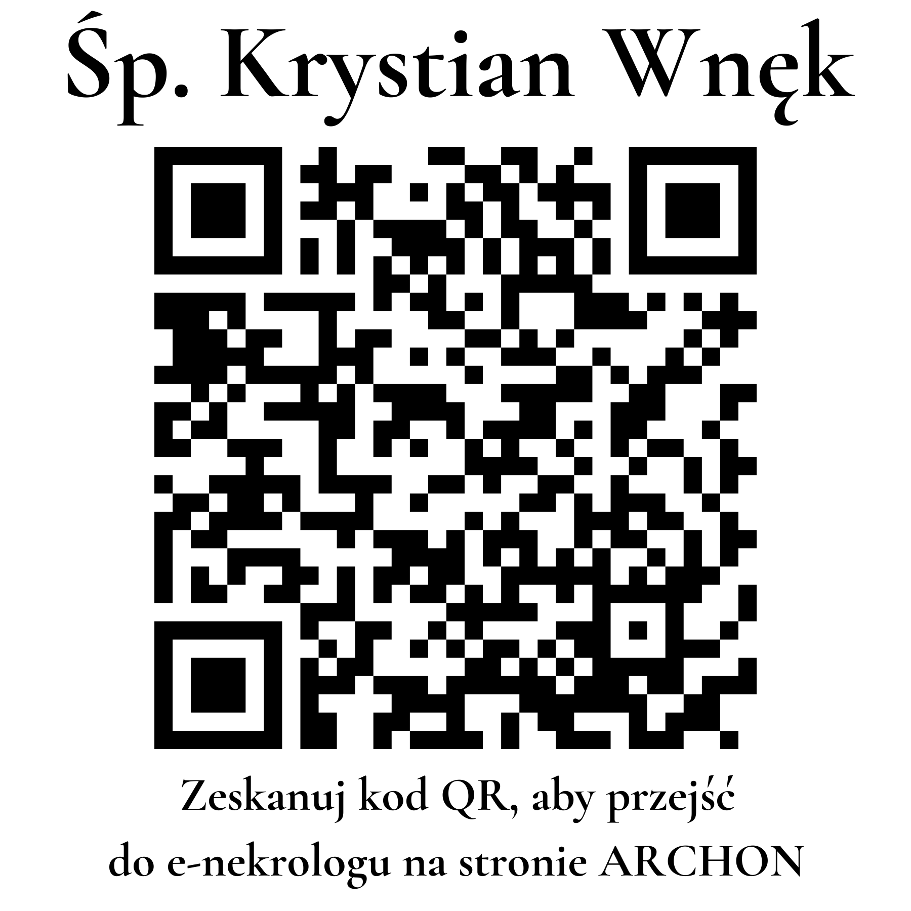 Kod QR do nekrologu Krystian Wnęk Kod QR do nekrologu Krystian Wnęk