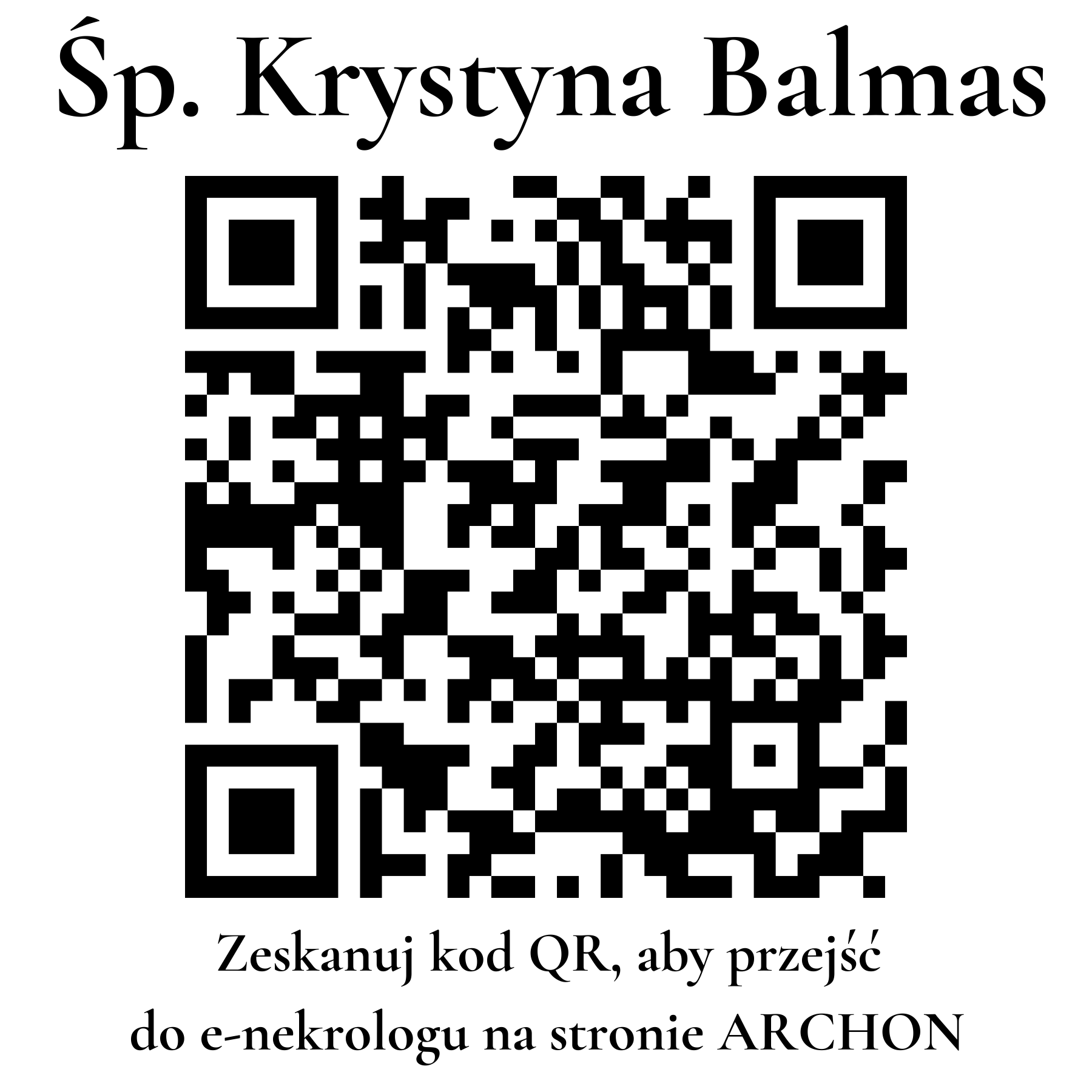 Kod QR do nekrologu Krystyna Balmas Kod QR do nekrologu Krystyna Balmas