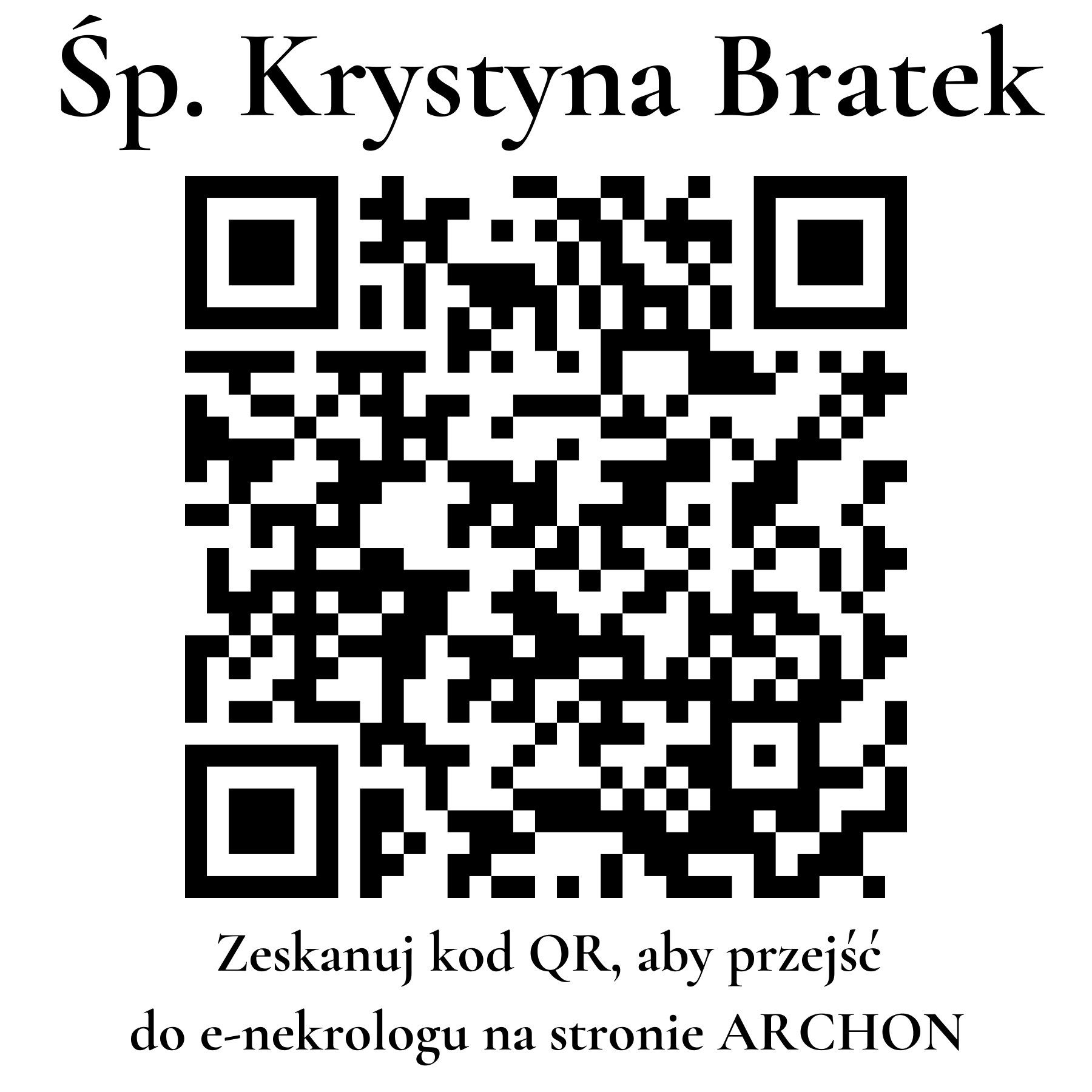 Kod QR do nekrologu Krystyna Bratek Kod QR do nekrologu Krystyna Bratek