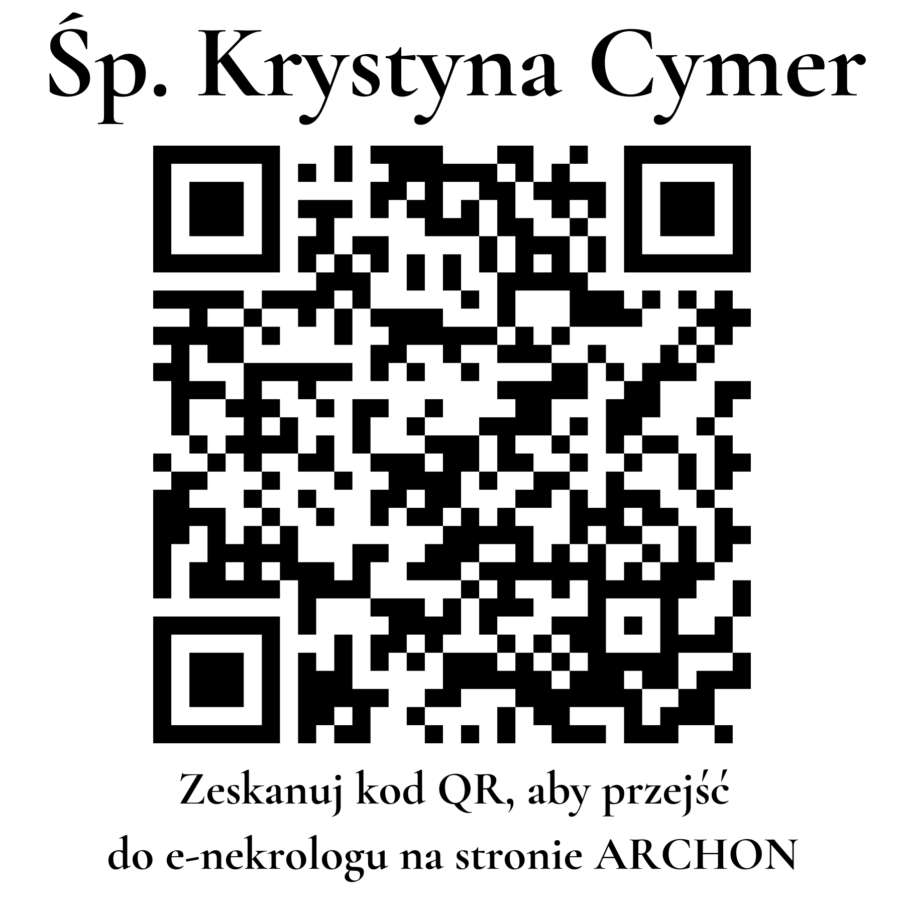 Kod QR do nekrologu Krystyna Cymer Kod QR do nekrologu Krystyna Cymer