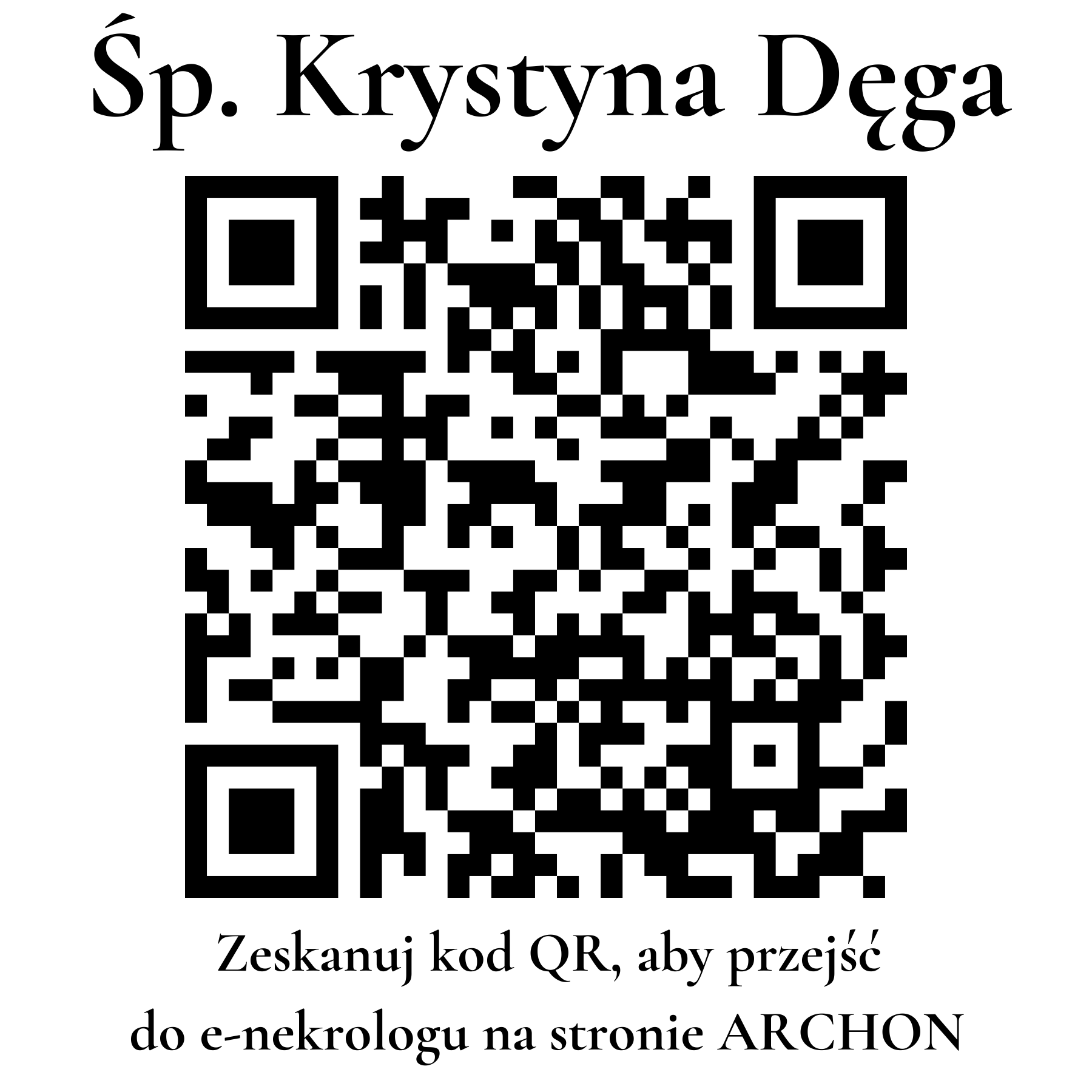 Kod QR do nekrologu Krystyna Dęga Kod QR do nekrologu Krystyna Dęga
