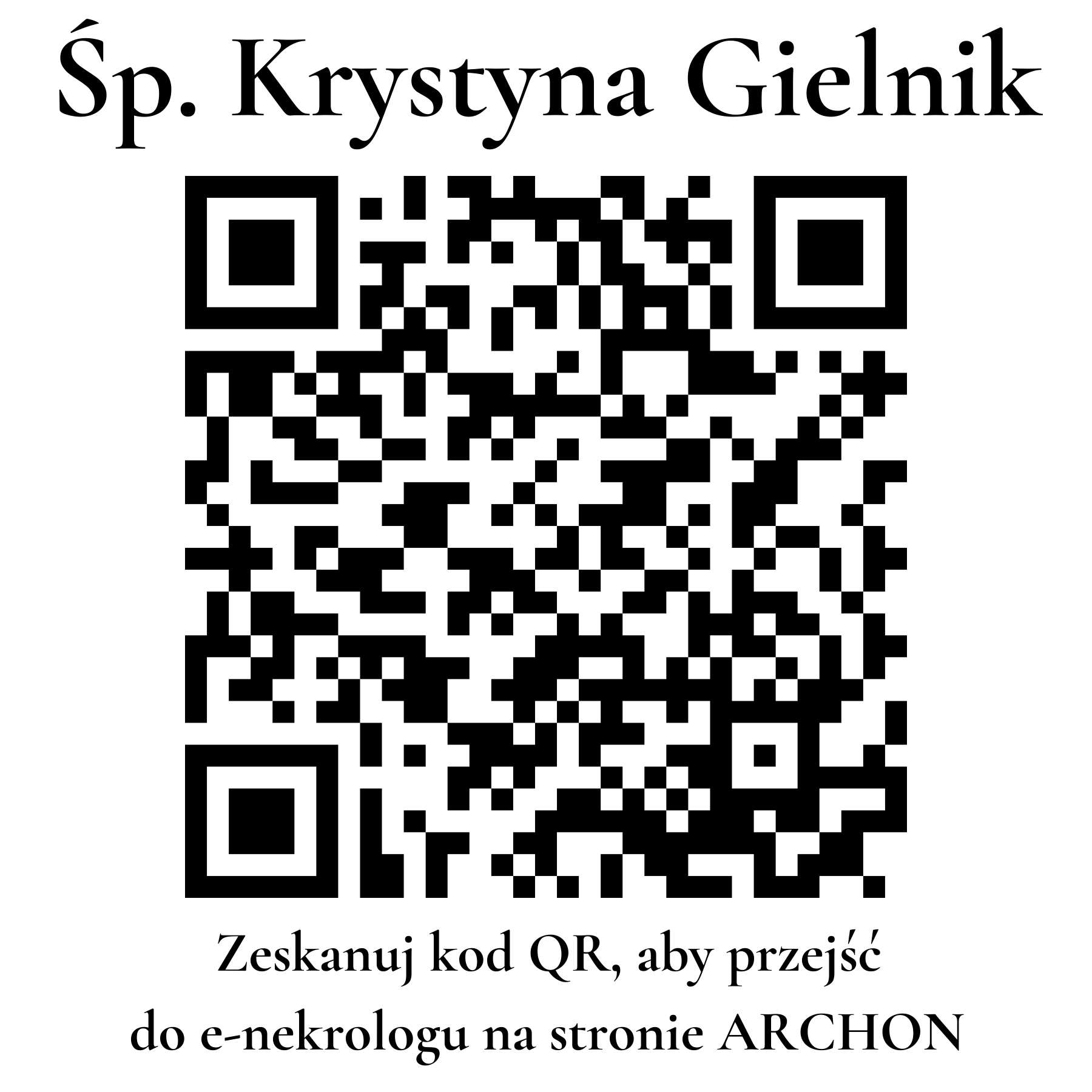 Kod QR do nekrologu Krystyna Gielnik Kod QR do nekrologu Krystyna Gielnik