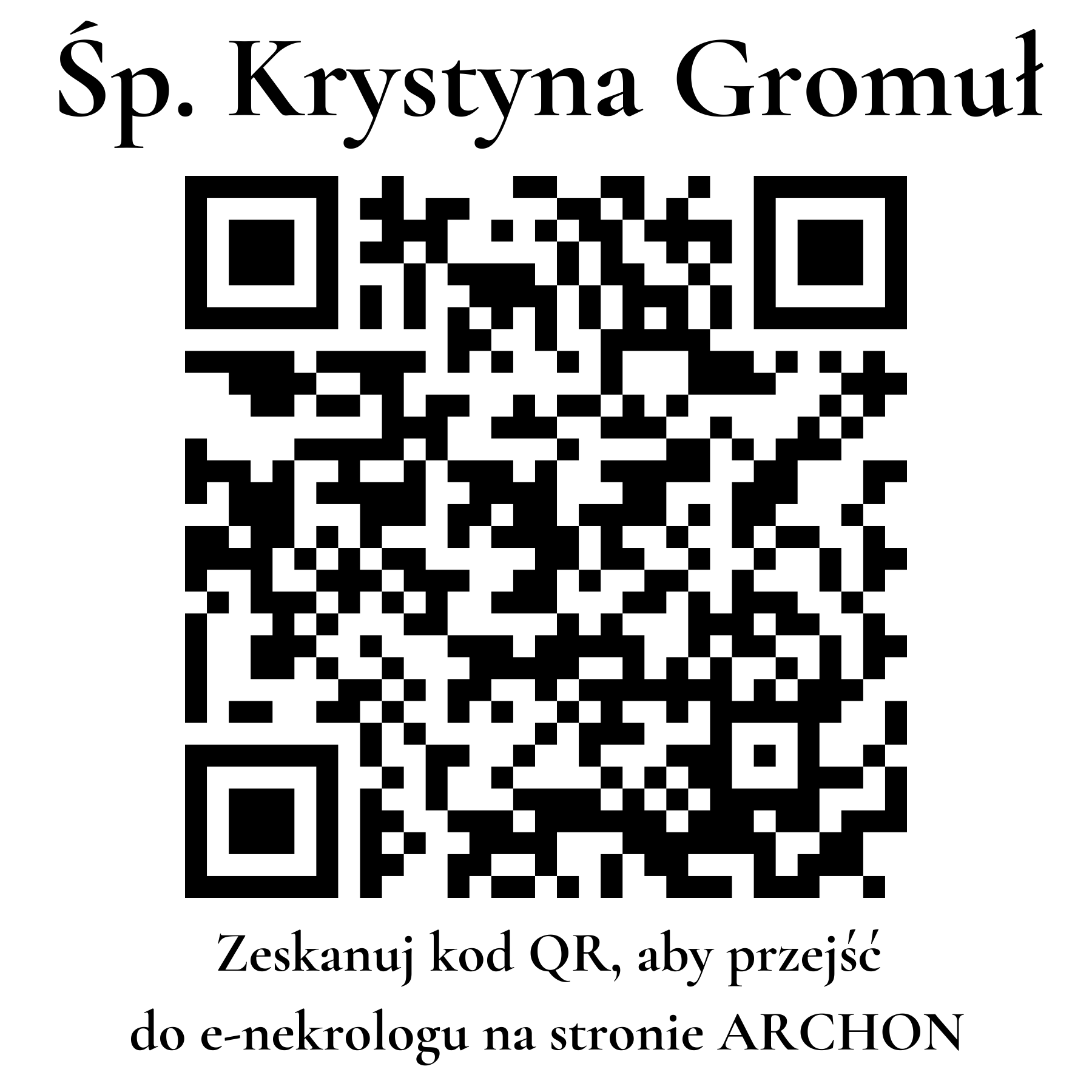 Kod QR do nekrologu Krystyna Gromuł Kod QR do nekrologu Krystyna Gromuł