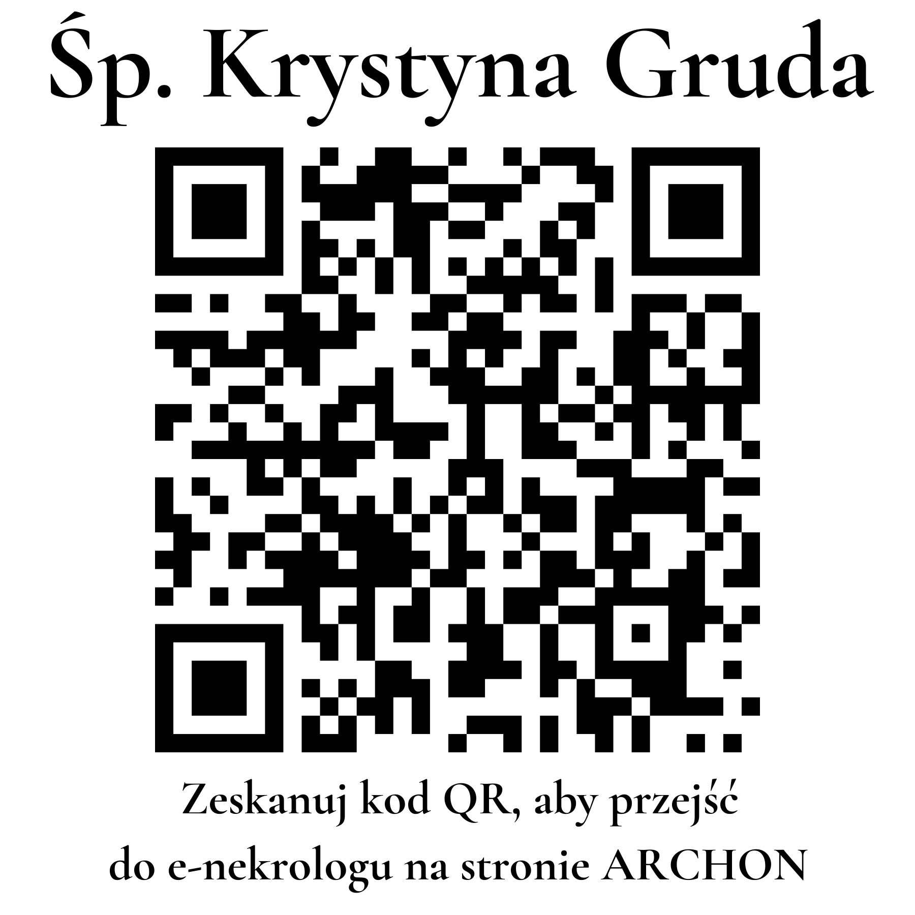 Kod QR do nekrologu Krystyna Gruda