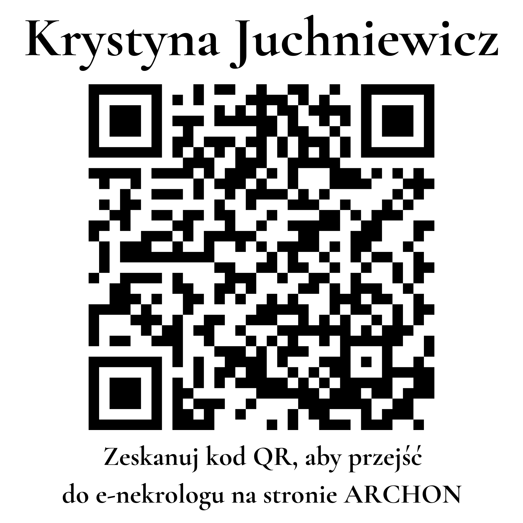 Kod QR do nekrologu Krystyna Juchniewicz Kod QR do nekrologu Krystyna Juchniewicz