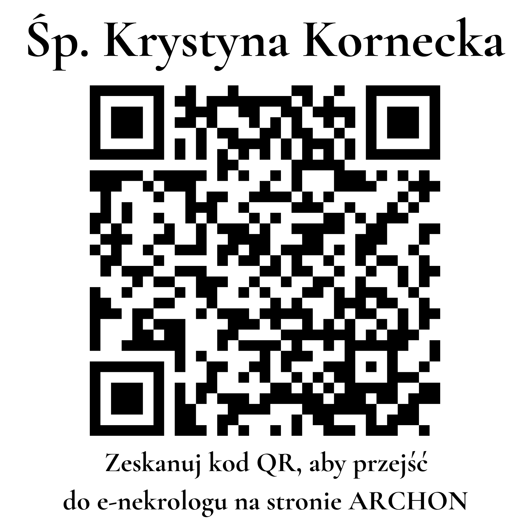 Kod QR do nekrologu Krystyna Kornecka Kod QR do nekrologu Krystyna Kornecka