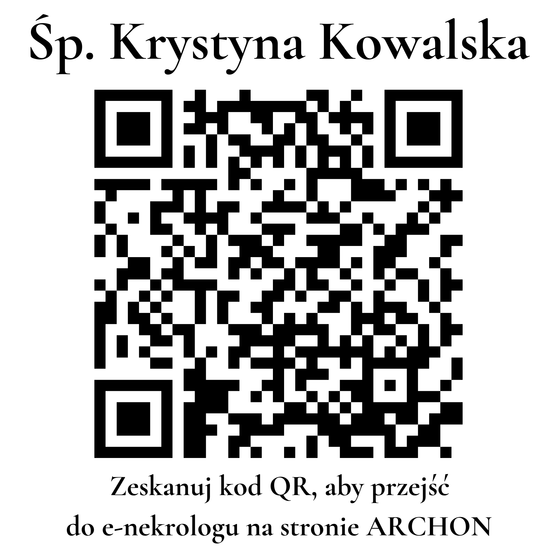 Kod QR do nekrologu Krystyna Kowalska