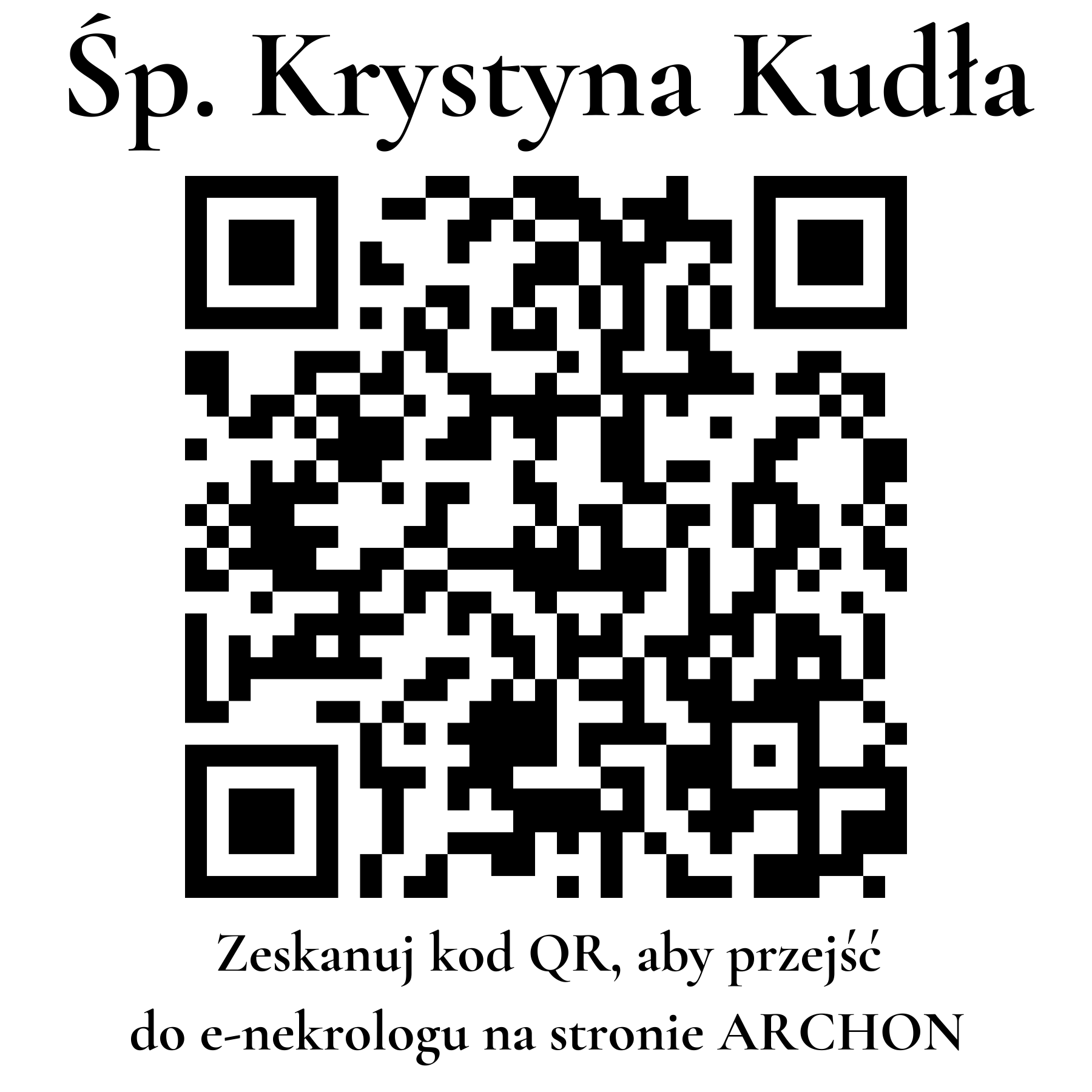 Kod QR do nekrologu Krystyna Kudła Kod QR do nekrologu Krystyna Kudła