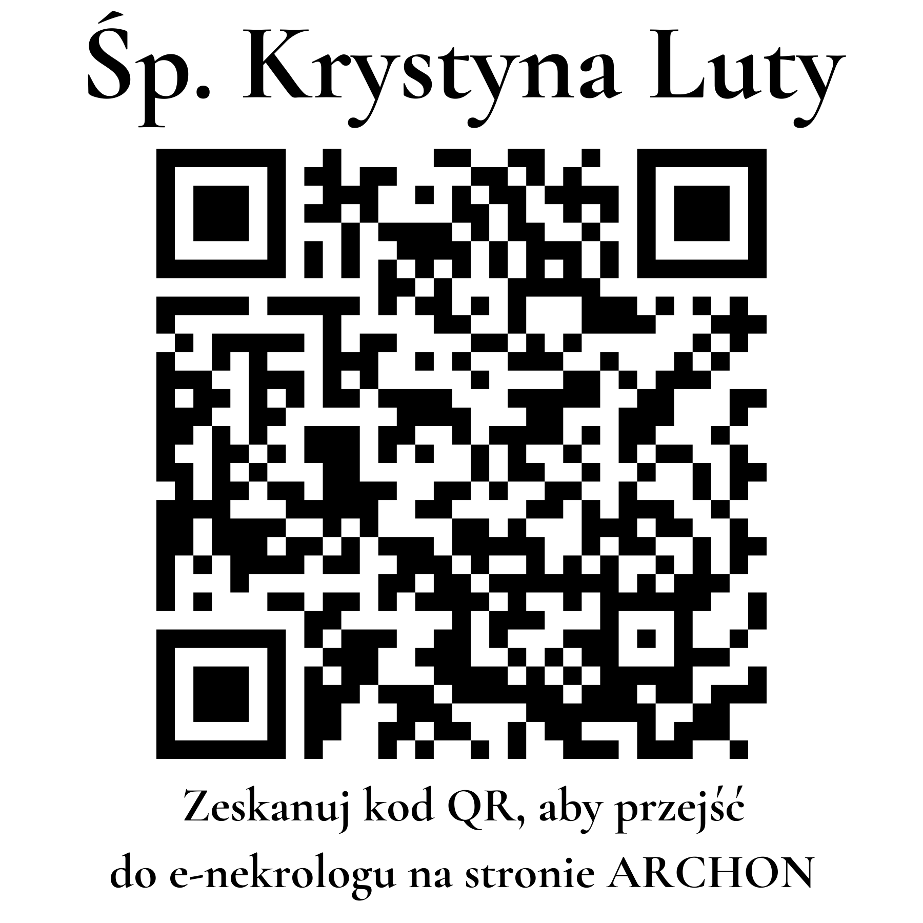 Kod QR do nekrologu Krystyna Luty