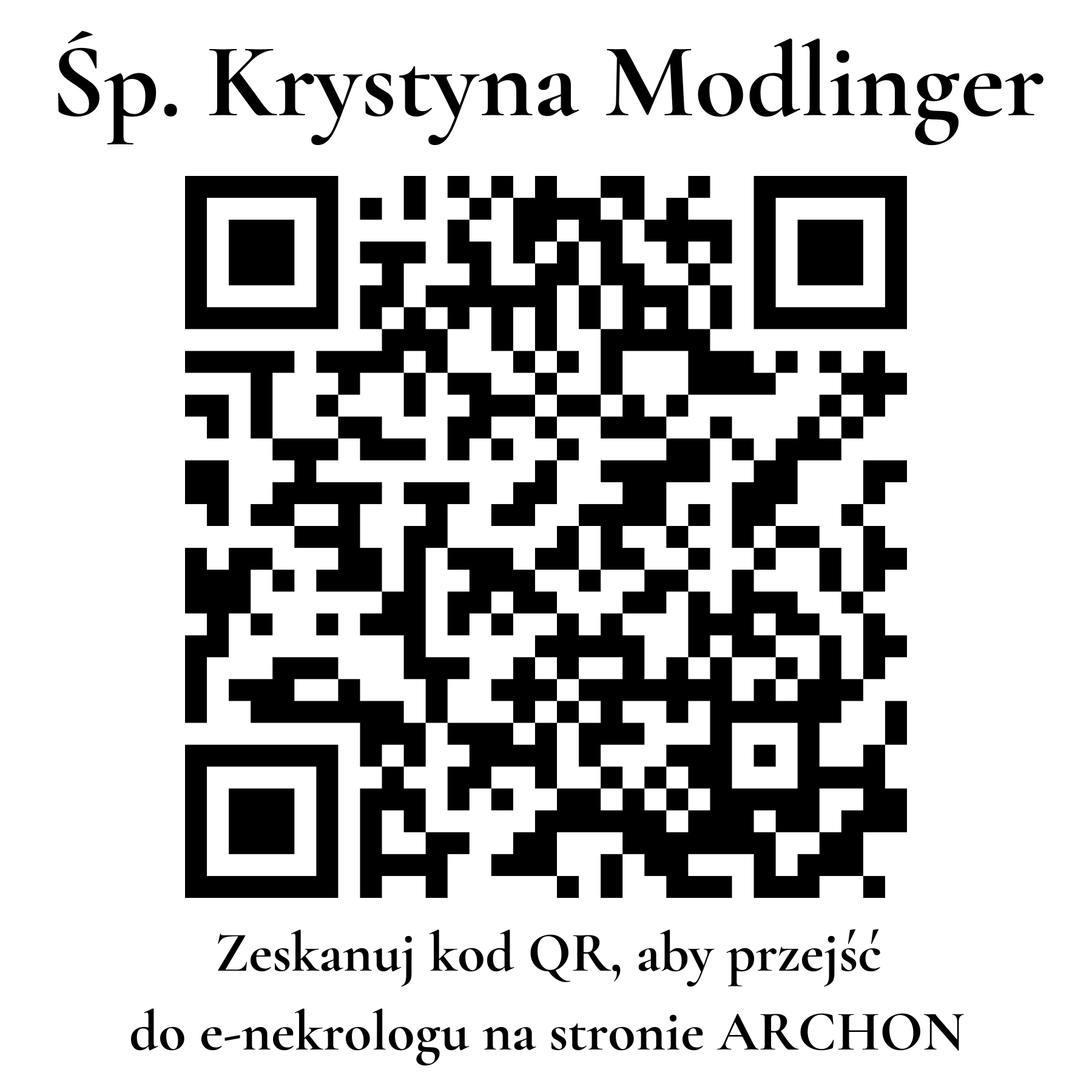 Kod QR do nekrologu Krystyna Modlinger