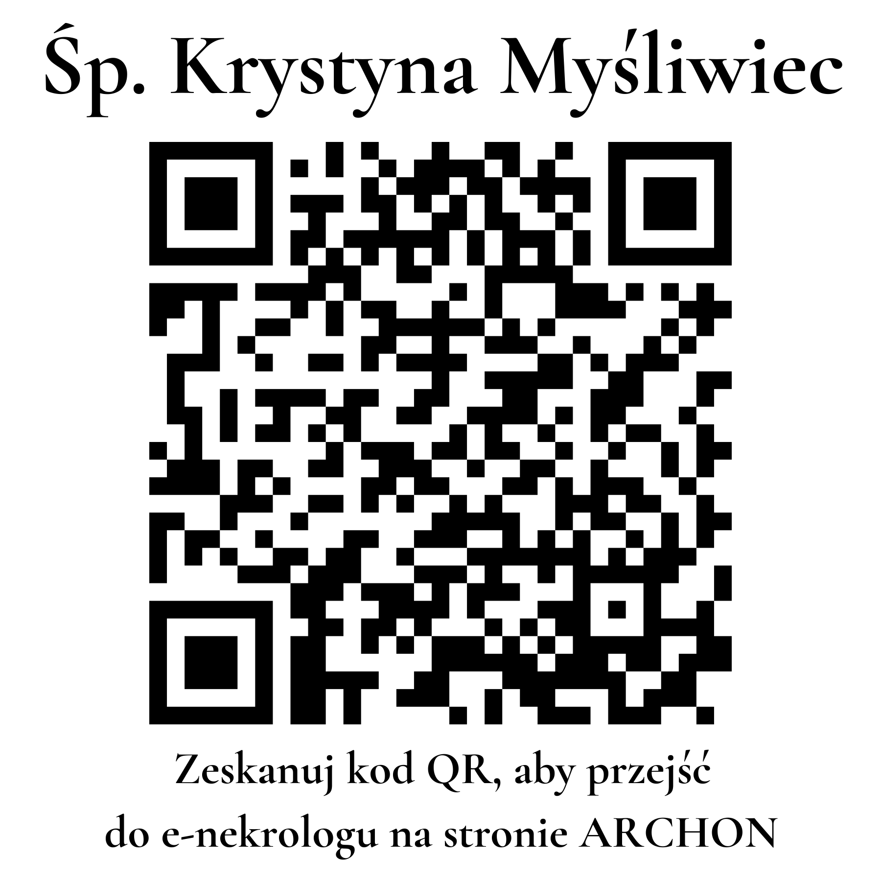 Kod QR do nekrologu Krystyna Myśliwiec