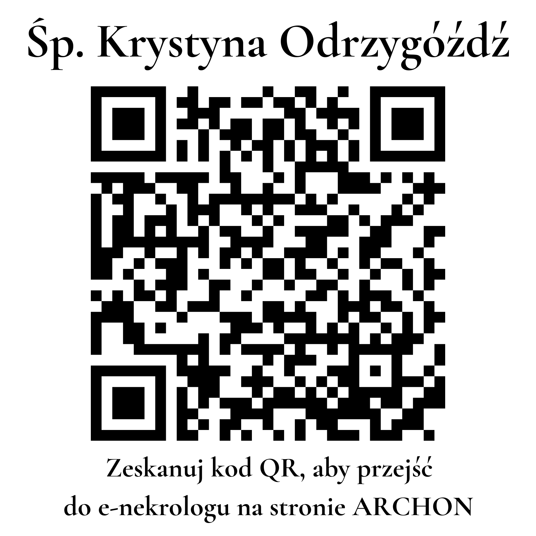 Kod QR do nekrologu Krystyna Odrzygóźdź